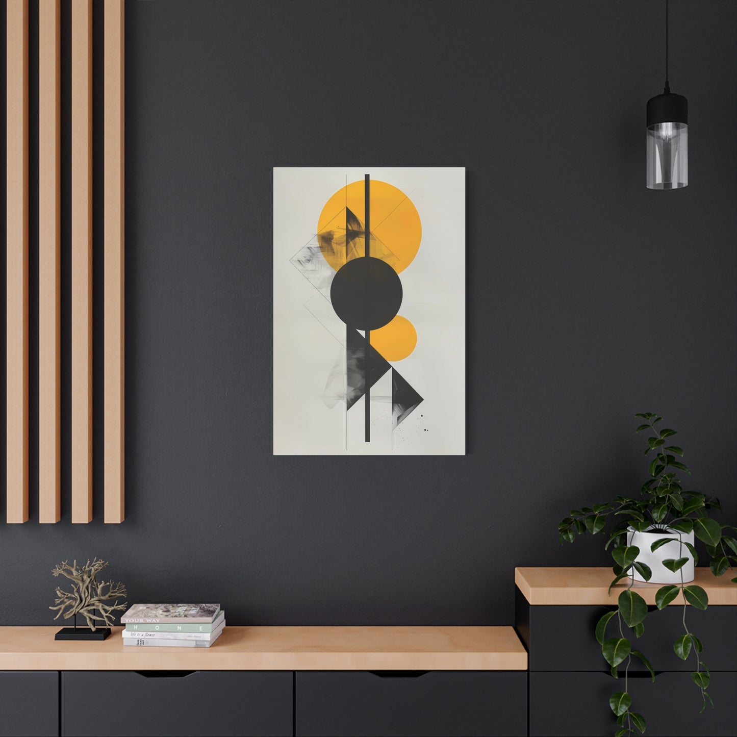 Bauhaus Circles — Yellow and Black Minimalist Print