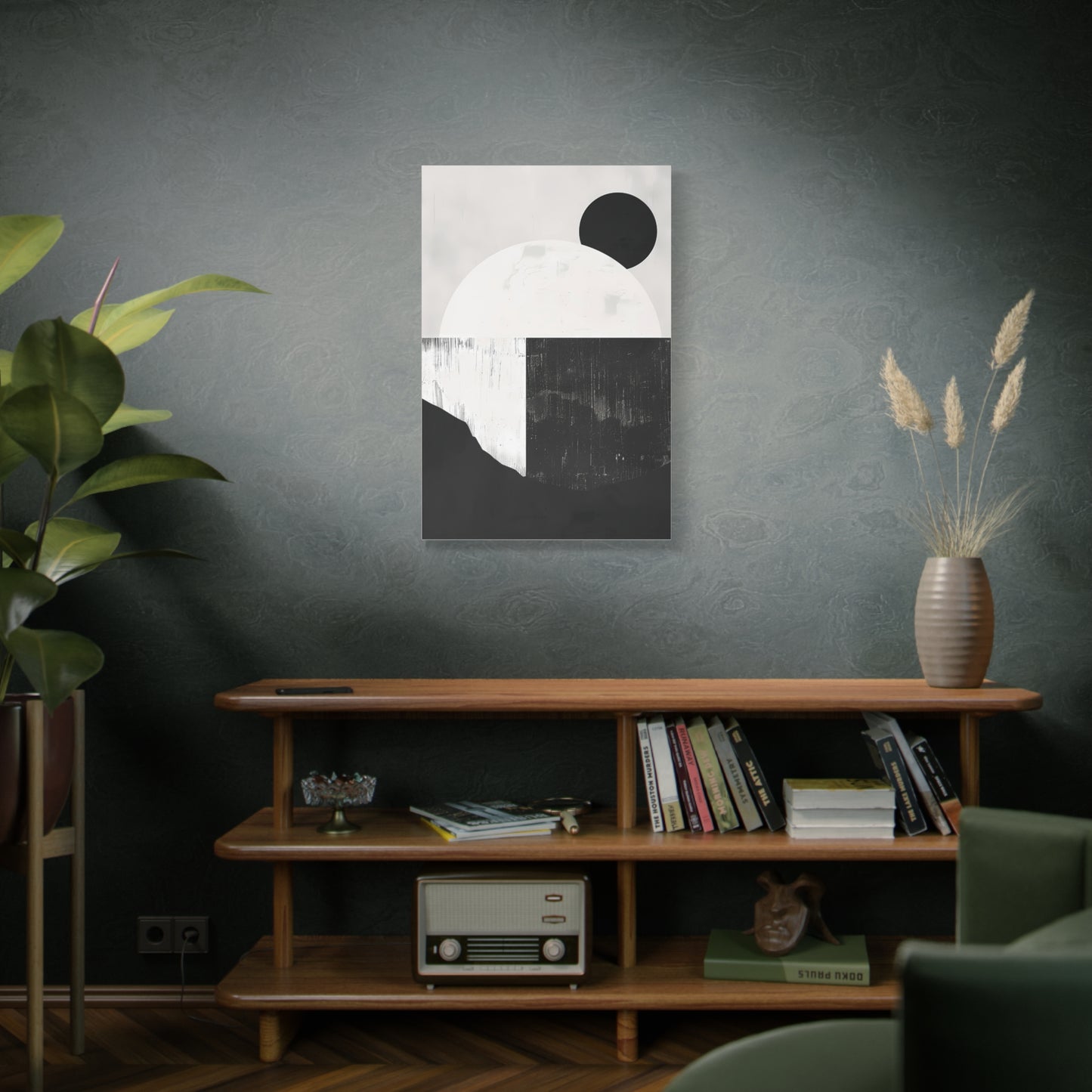 Monochrome Geometric Landscape Canvas