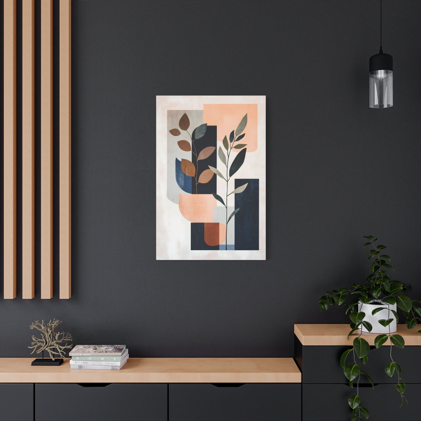 Geometric Shapes with Leaf Illustration Print
