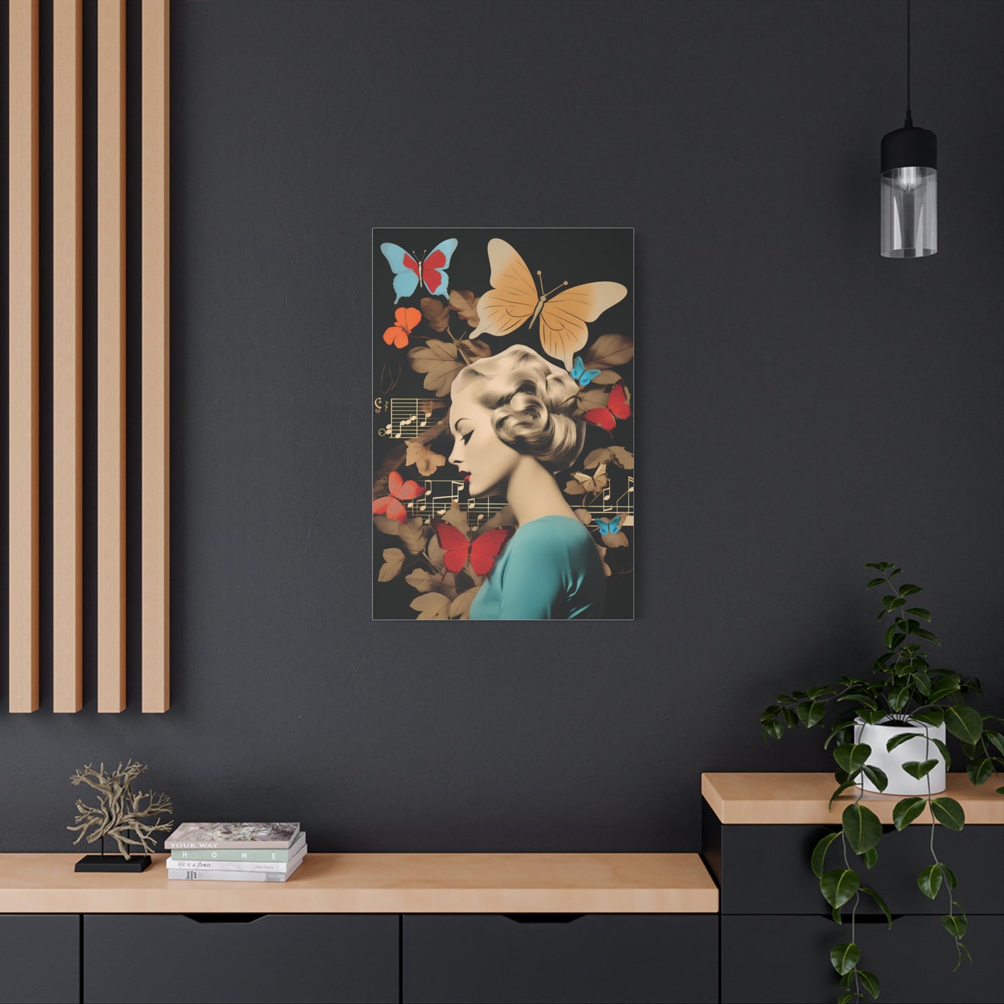 Elegant Butterfly Wall Art Canvas Print, Retro Home Decor