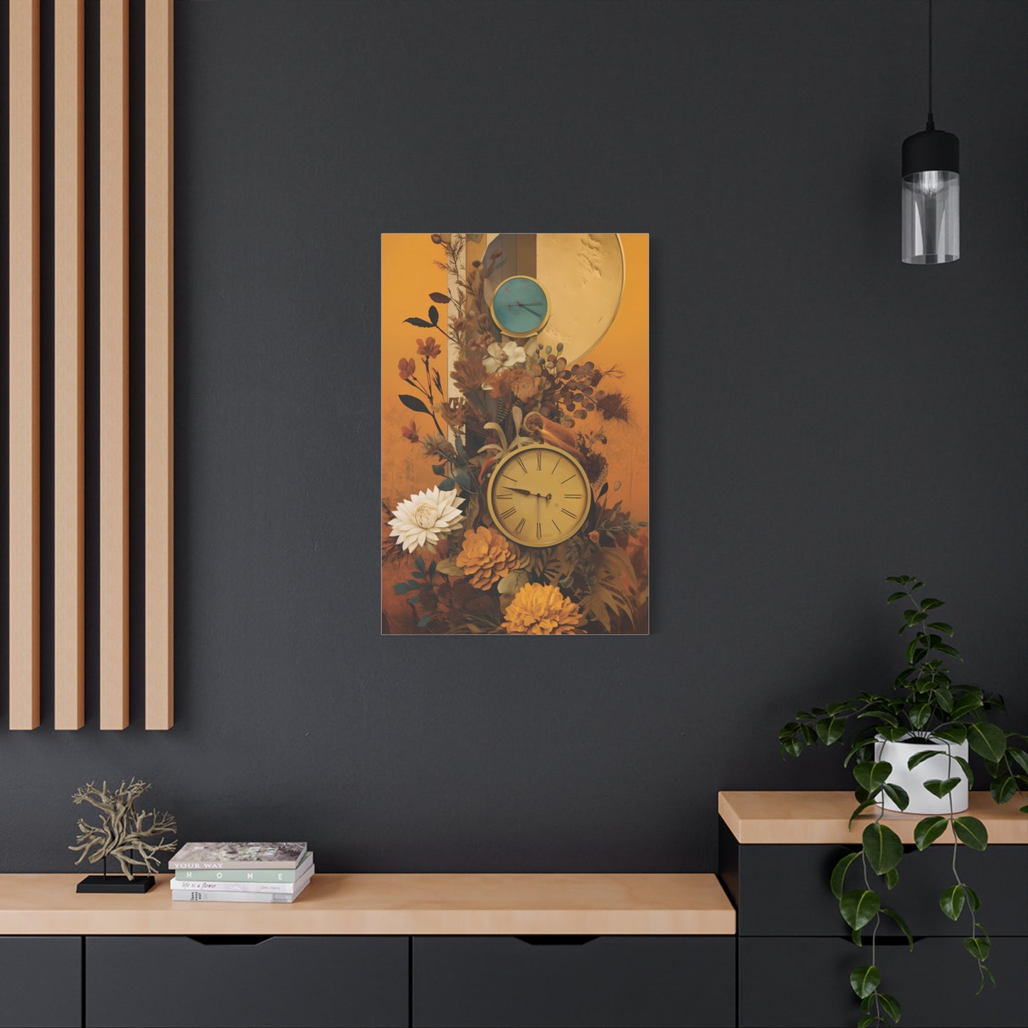 Elegant Floral Wall Clock Art, Home Decor, Boho Style