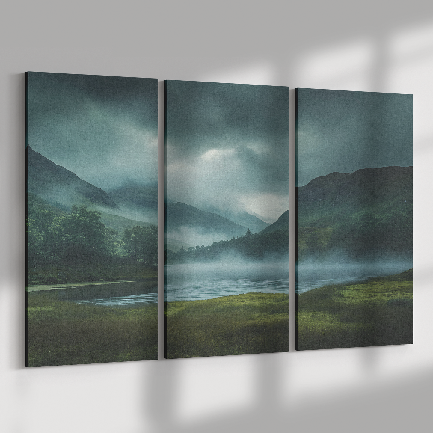 3 Piece Misty Mountain Lake Canvas
