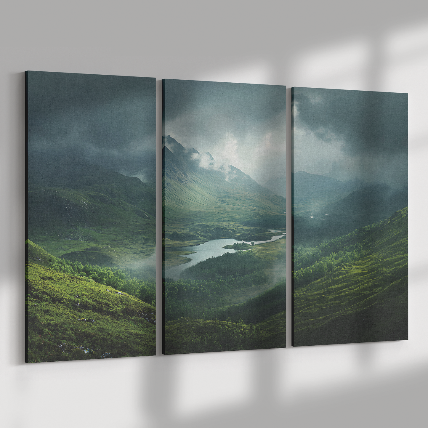 3 Piece Stormy Mountain Canvas Art