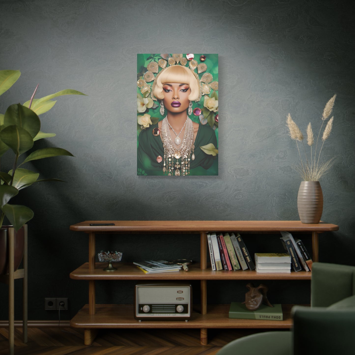 Glam Portrait Canvas – Vintage-Inspired Blonde Beauty Wall Art
