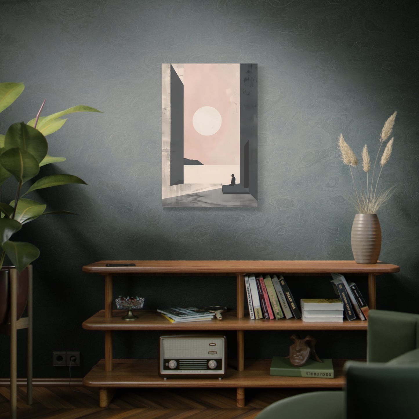 Serene Sunset Minimalist Canvas Art — Meditation Seascape Matte Stretched Print