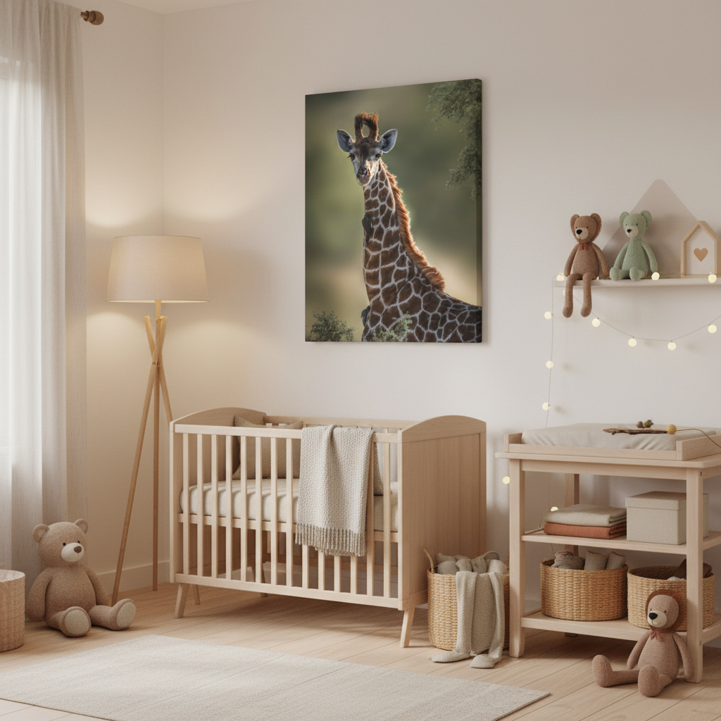 Young Giraffe at Sunrise – African Wildlife Canvas Print (Matte 1.25") by Patsy Weingart