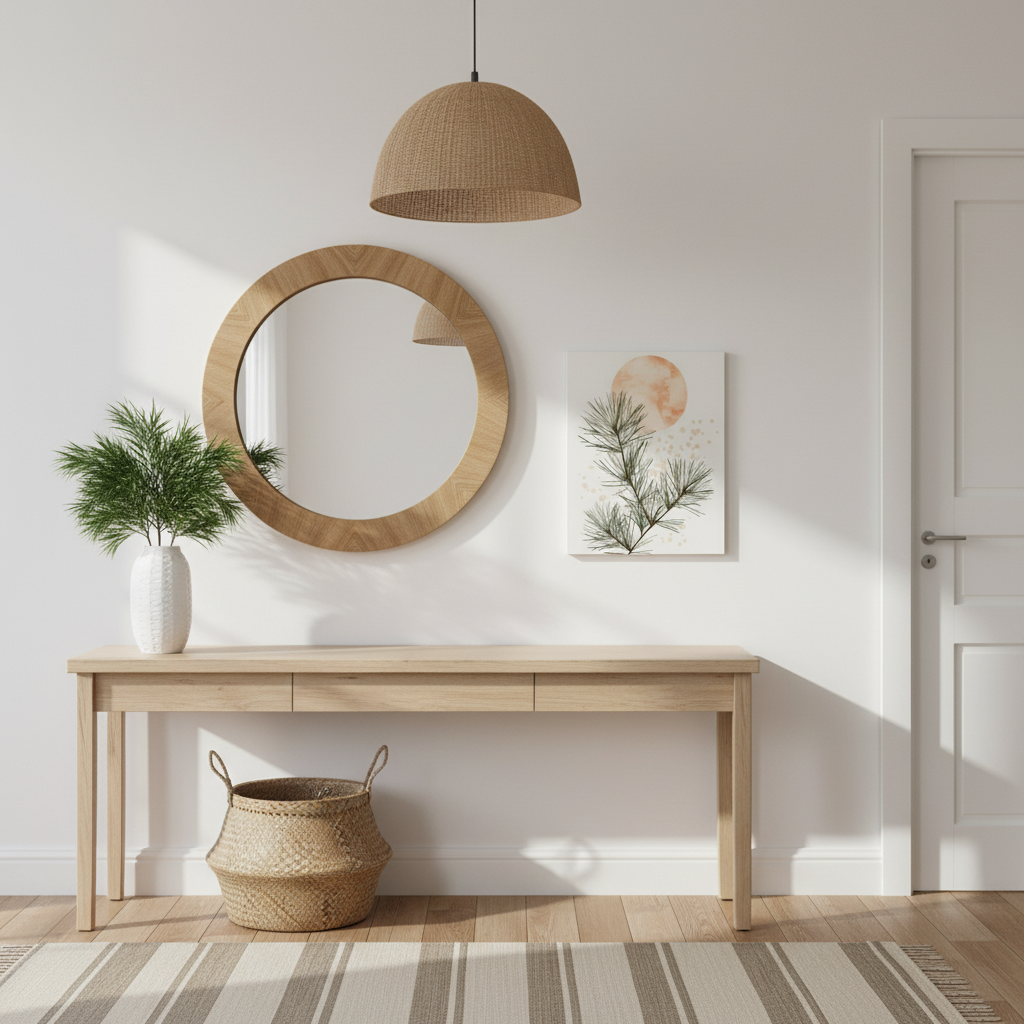 Botanical Pine Branch Canvas Print — Minimalist Pine Art with Warm Sun