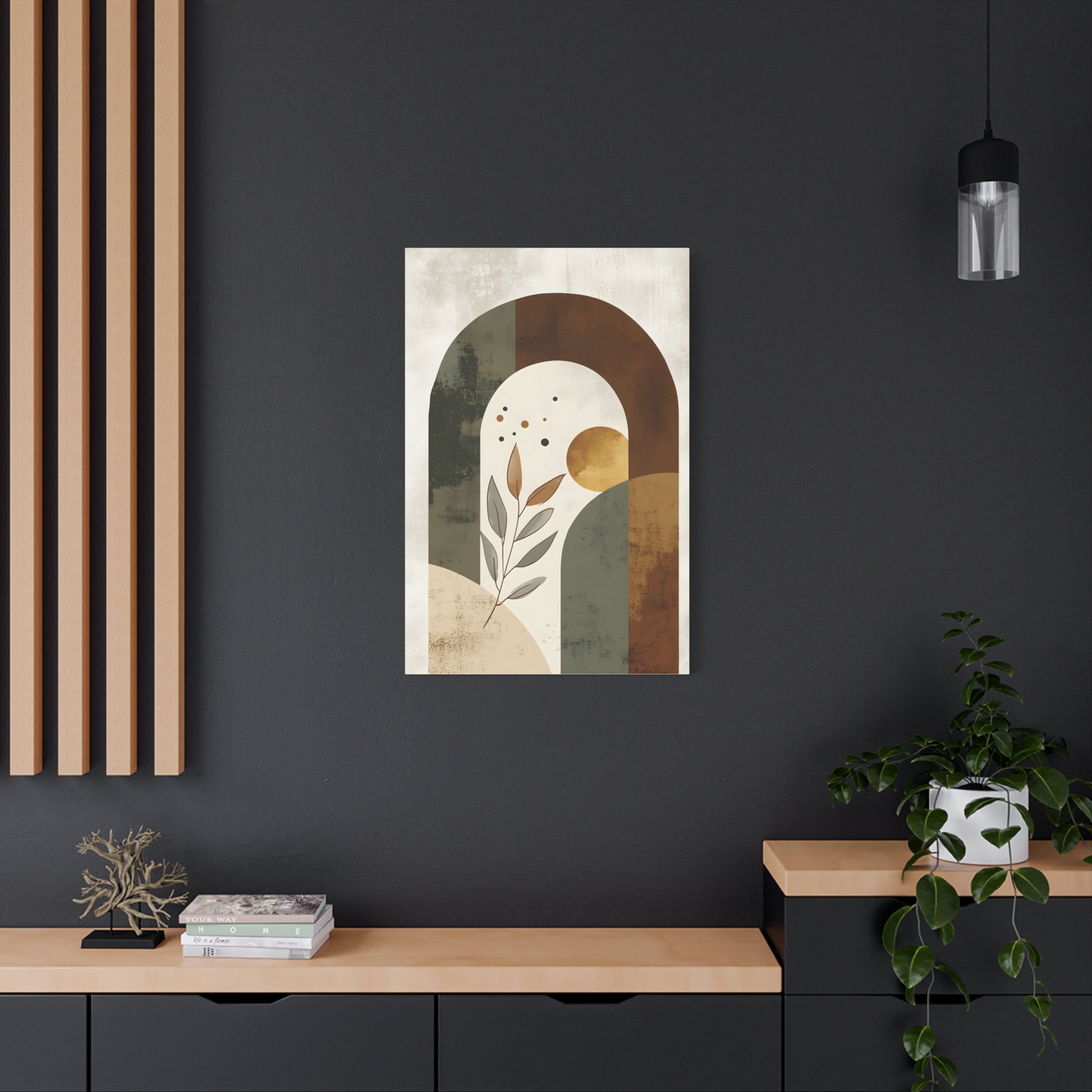 Abstract Arch Botanical Canvas Print — Earth Tone Minimal Wall Art