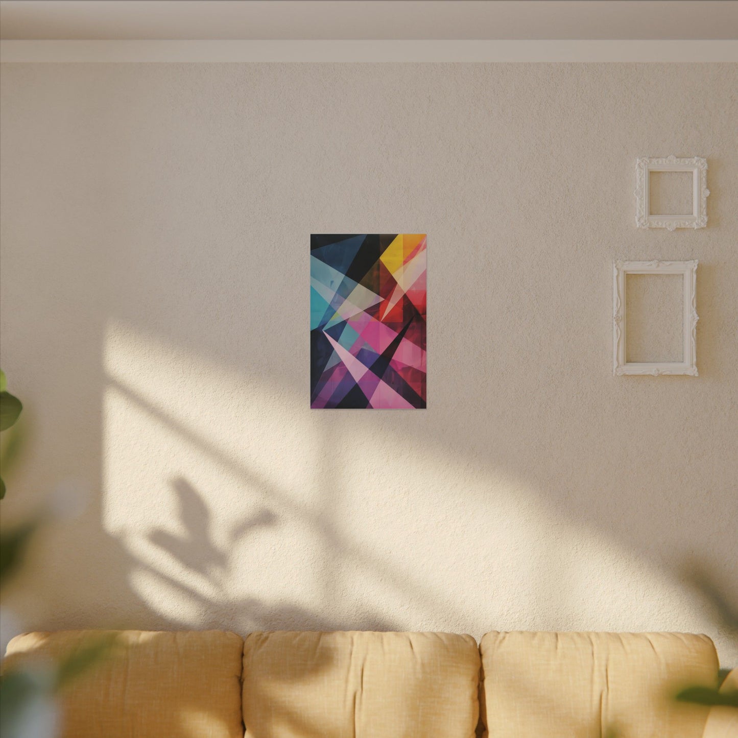 Prismatic Fusion Abstract Canvas Art: Geometric Color Burst