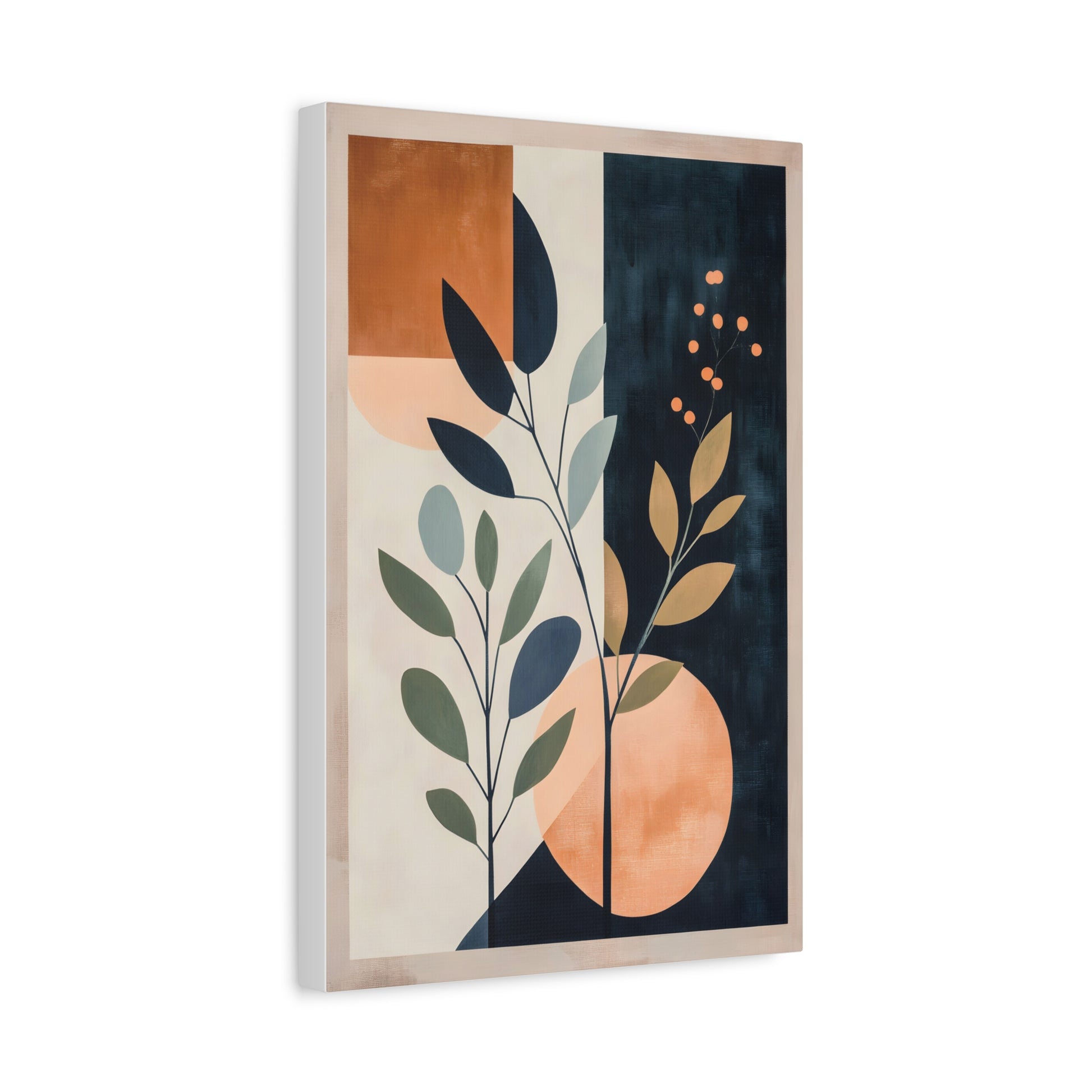 Botanical Abstract Canvas Print — Modern Geometric Plant Wall Art