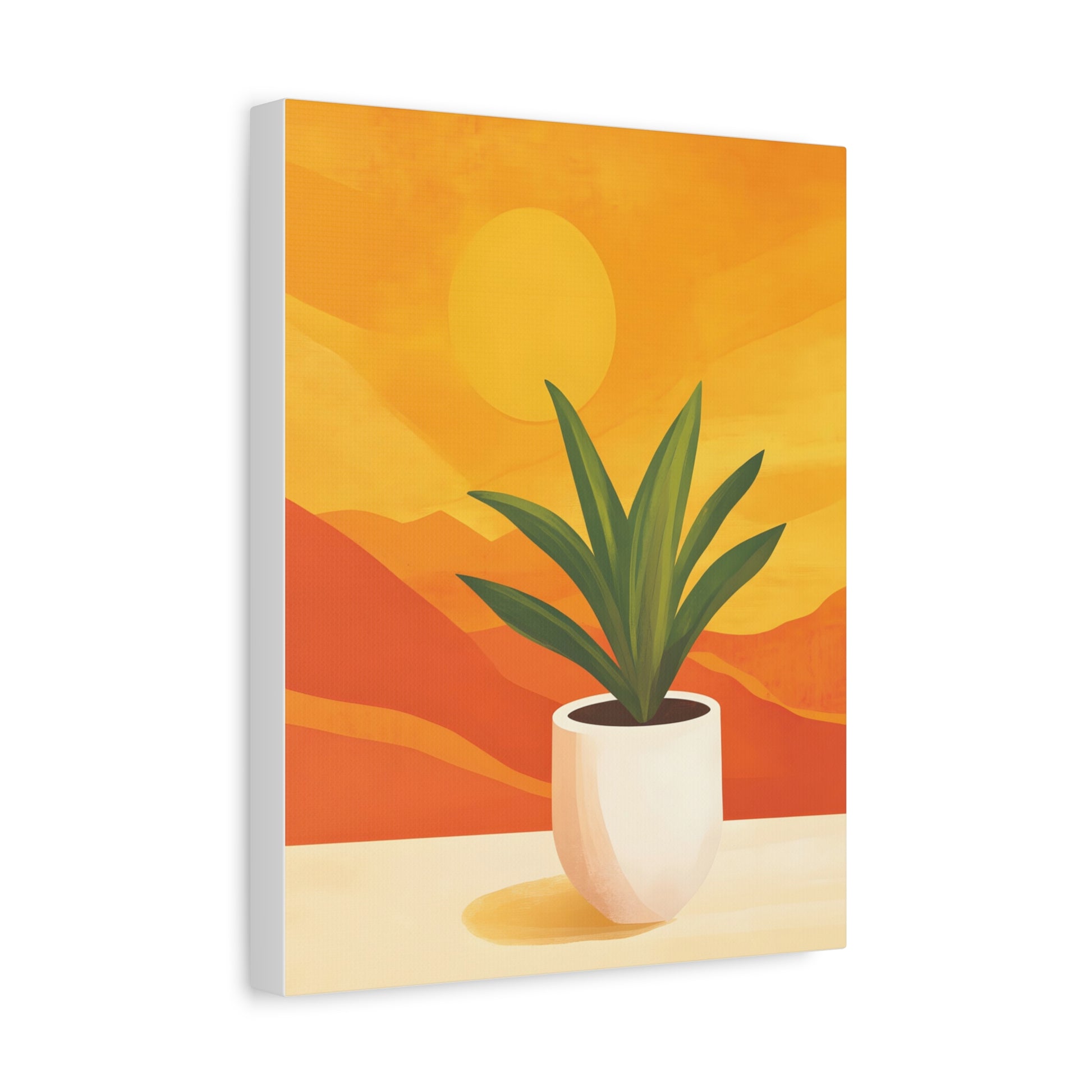 Minimalist Plant Poster in Warm Sunset Tones