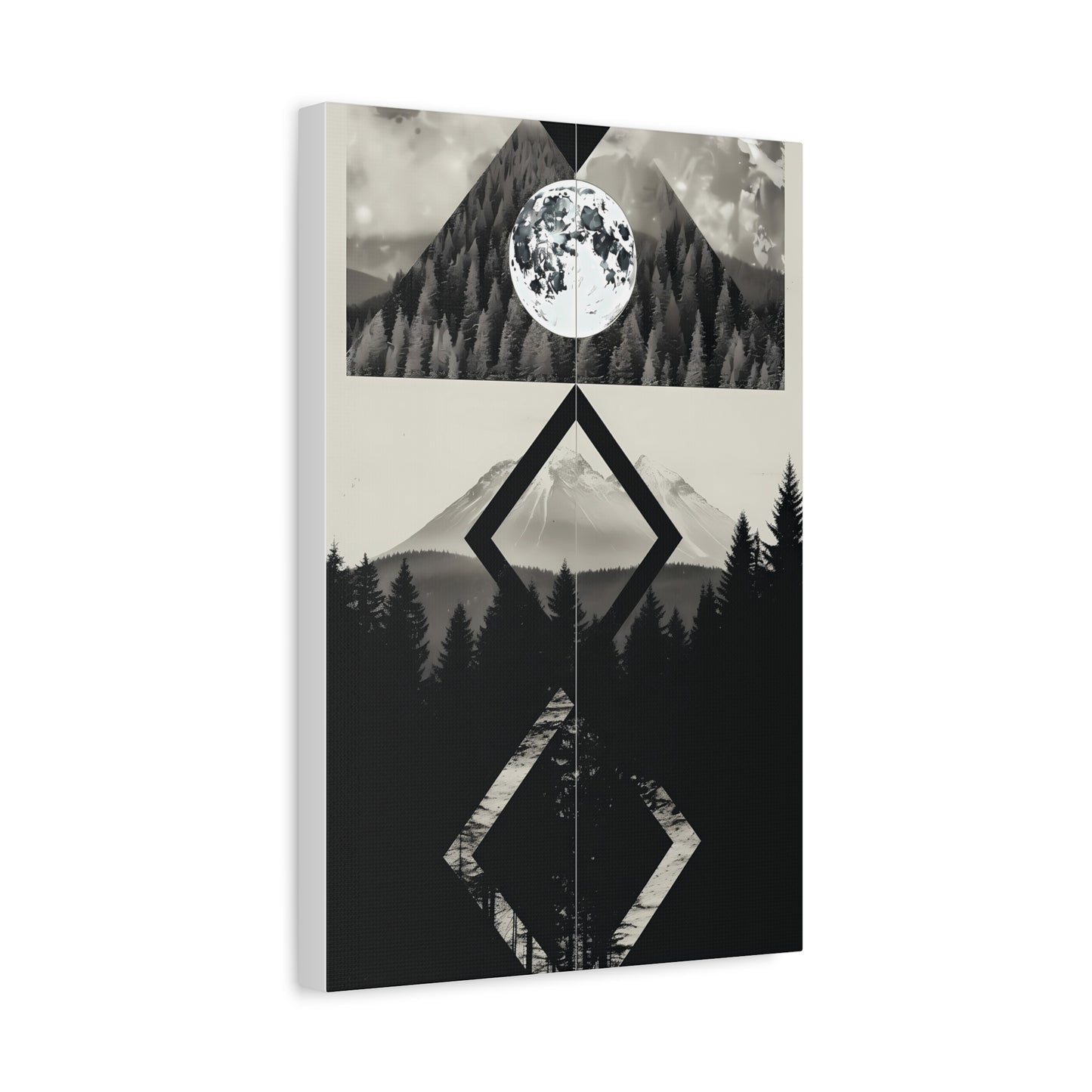 Black and White Mountain Canvas Art Print