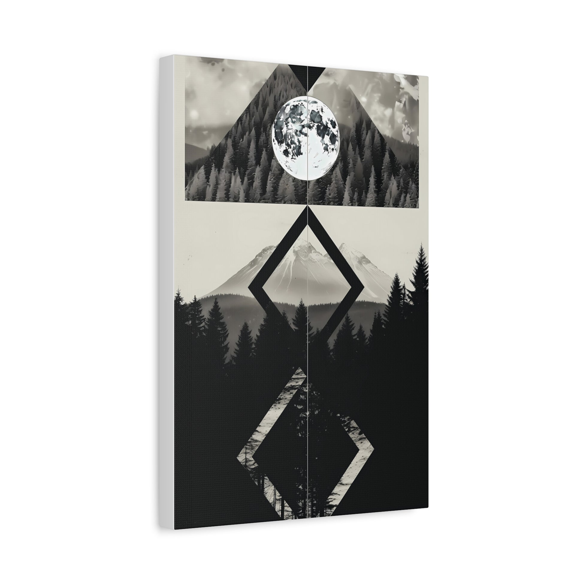 Black and White Mountain Canvas Art Print