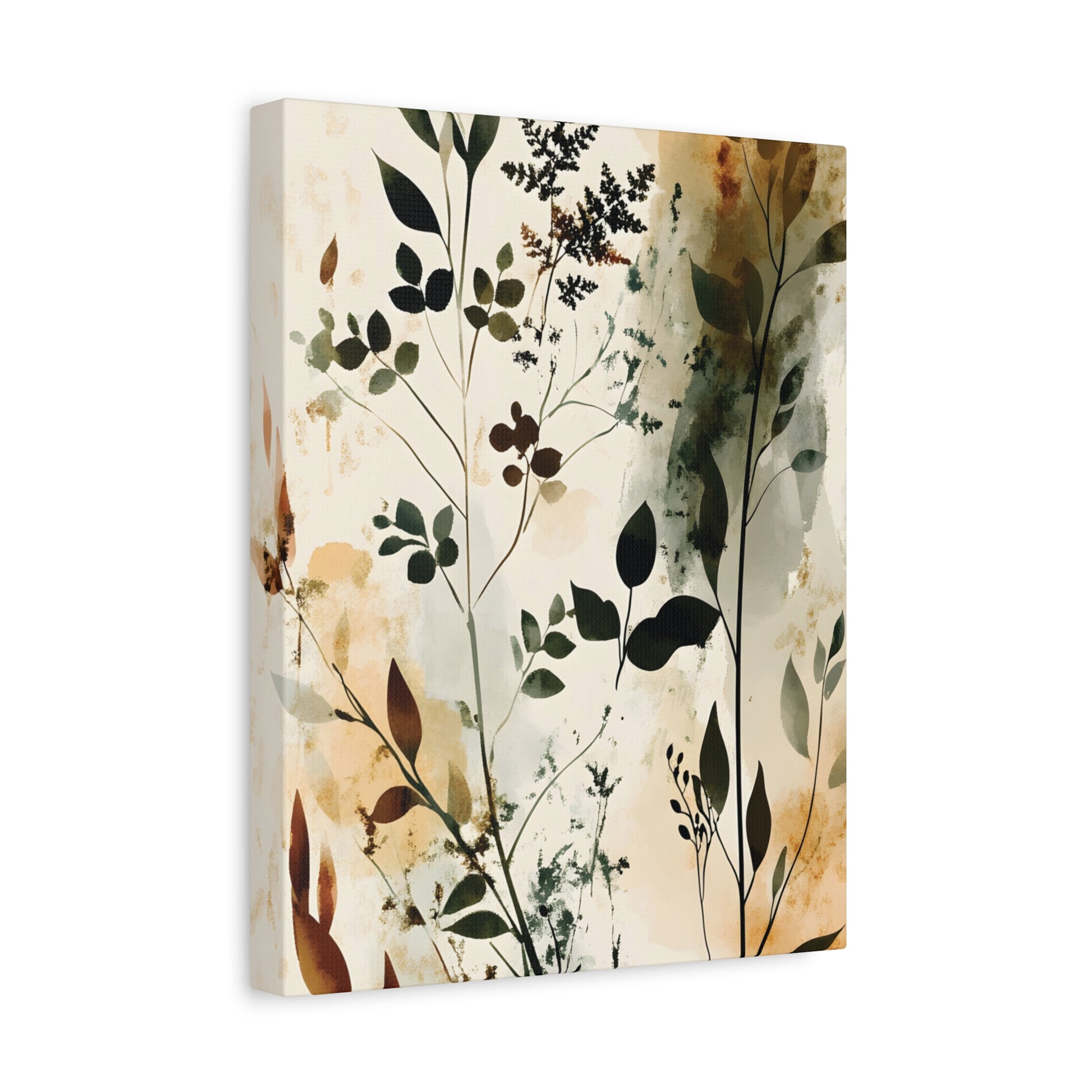 Botanical Watercolor Canvas Print — Neutral Floral Wall Art