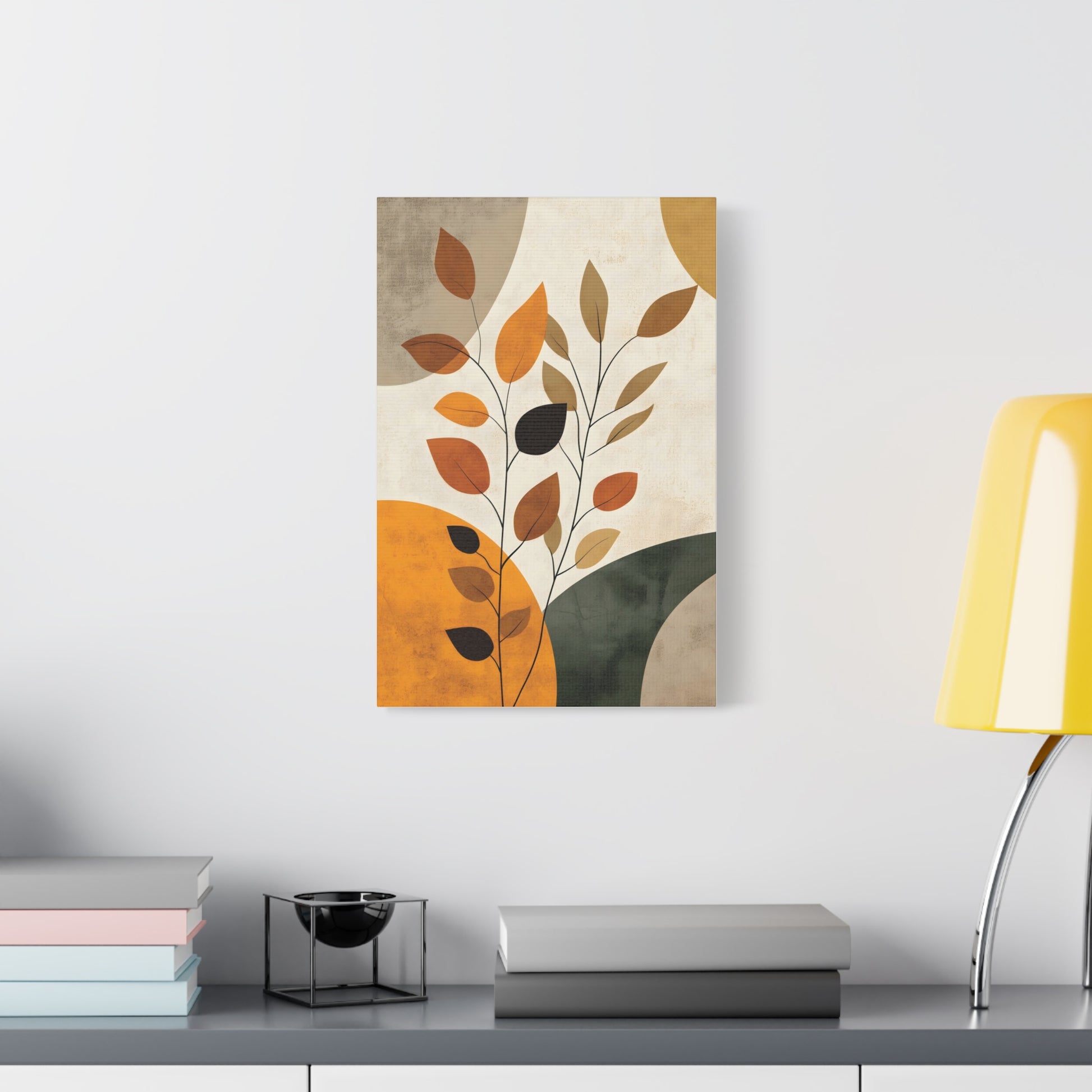 Boho Abstract Botanical Wall Art in Warm Earth Tones