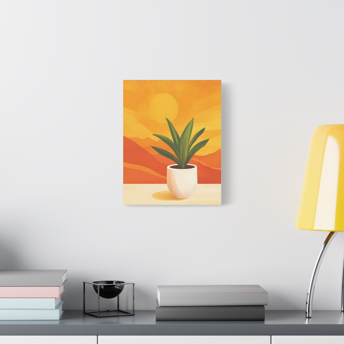 Minimalist Plant Poster in Warm Sunset Tones
