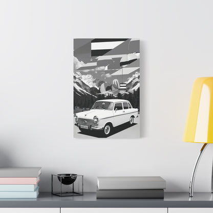 Black and White Vintage Car Canvas Art Print