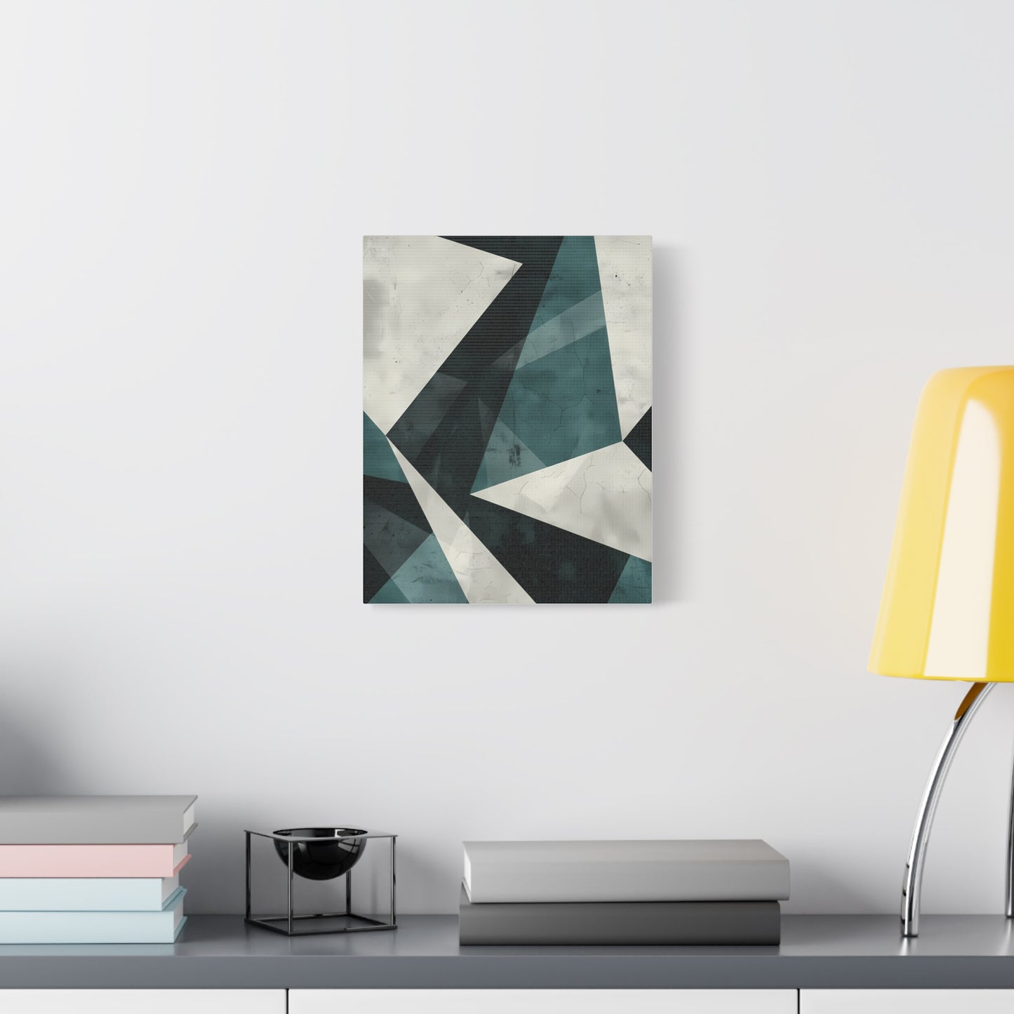 Fractured Teal — Abstract Geometric Art Print