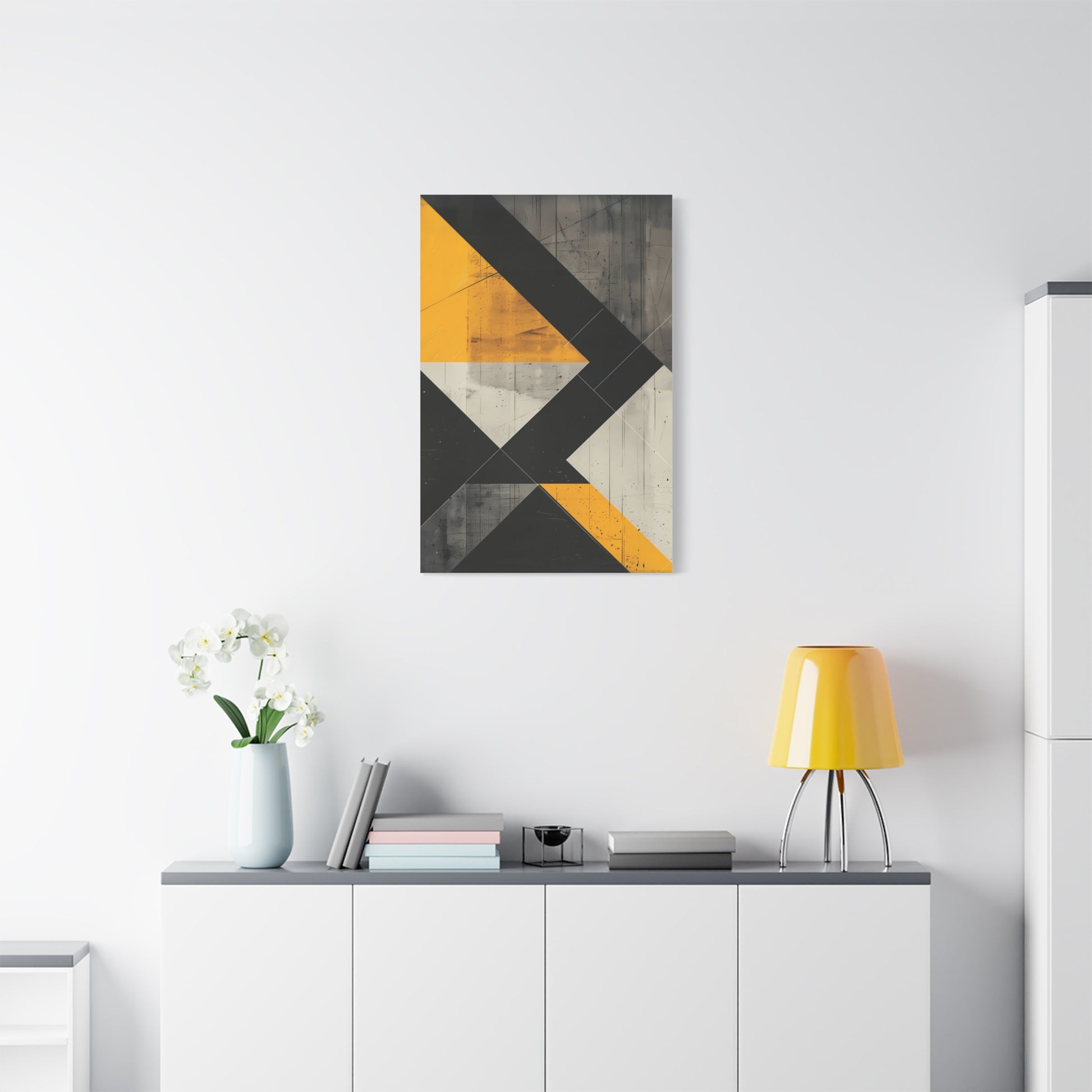 Golden Angles — Modern Yellow Geometric Abstract Wall Art