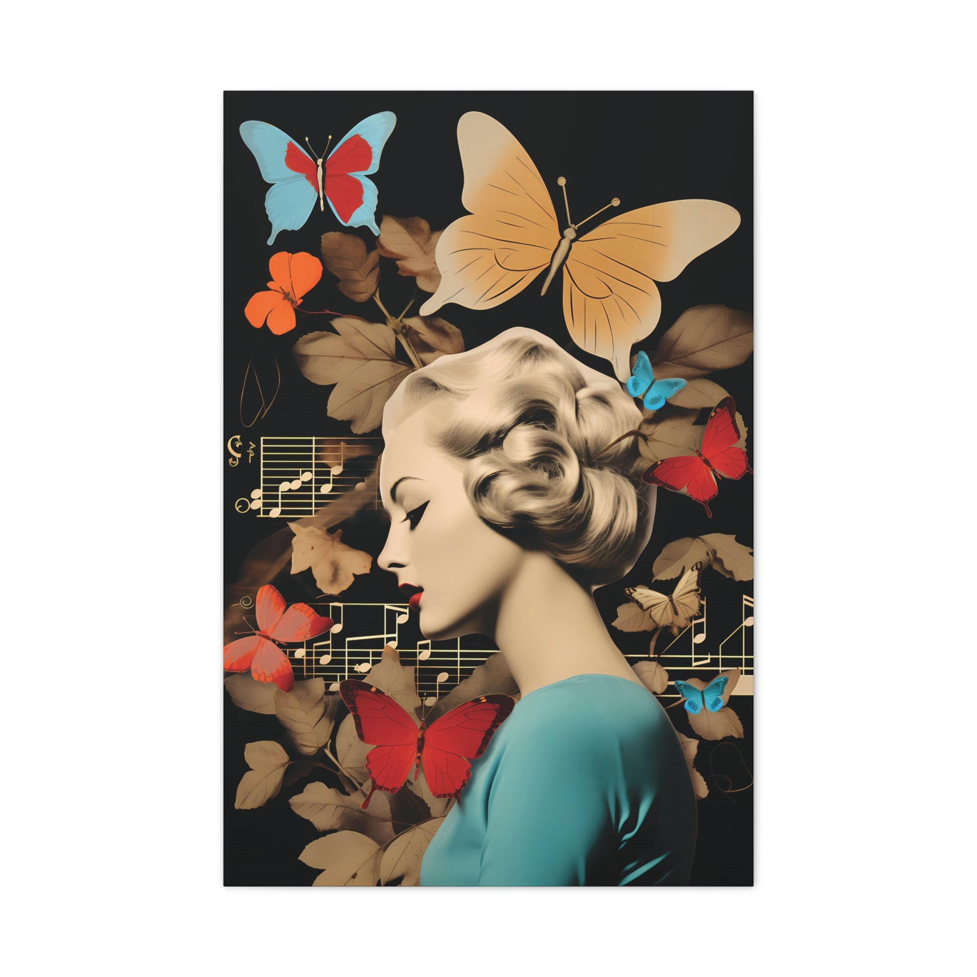 Elegant Butterfly Wall Art Canvas Print, Retro Home Decor