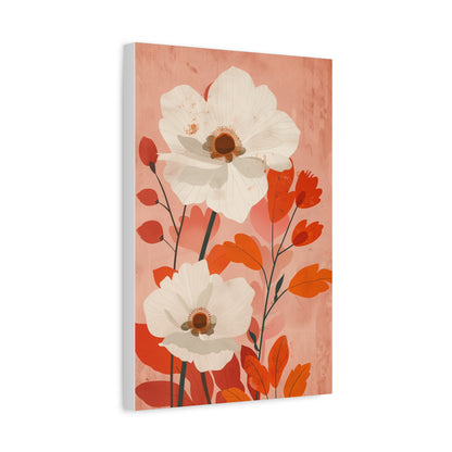 Bold Botanical Wall Art with White Flowers, Home Decor