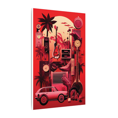 Vibrant Retro Wall Art Canvas - Tropical Vintage Collage