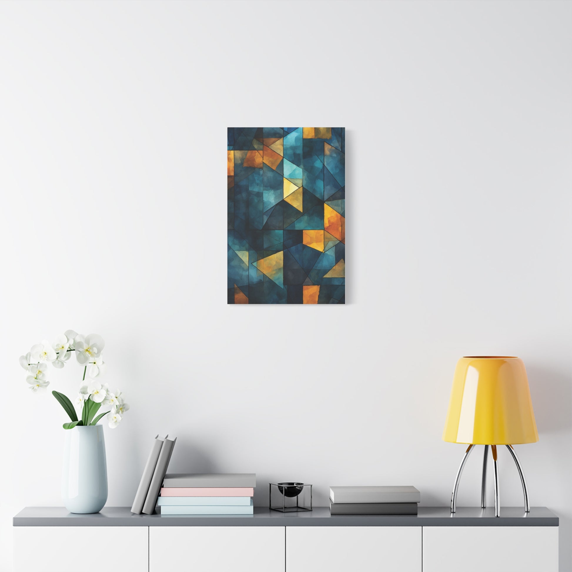 Midnight Mosaic” — Blue & Gold Abstract Print