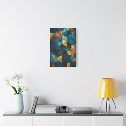 Midnight Mosaic” — Blue & Gold Abstract Print