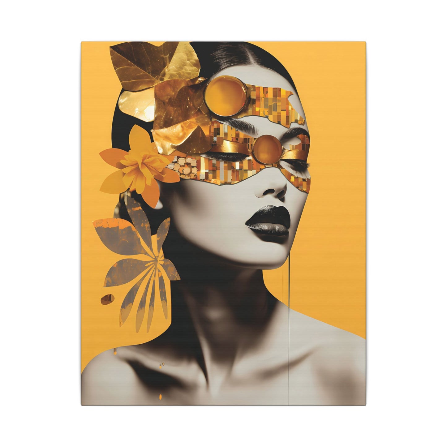 Elegant Gold-Toned Portrait Canvas Art - Modern Wall Decor