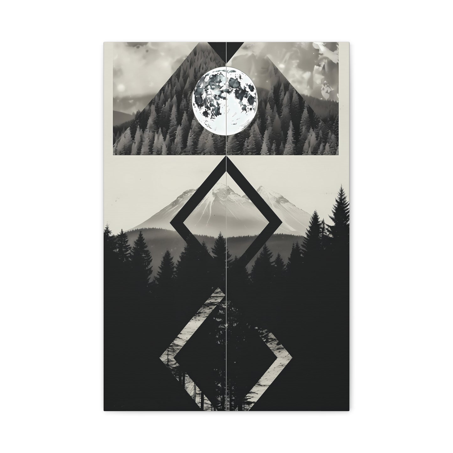 Black and White Mountain Canvas Art Print