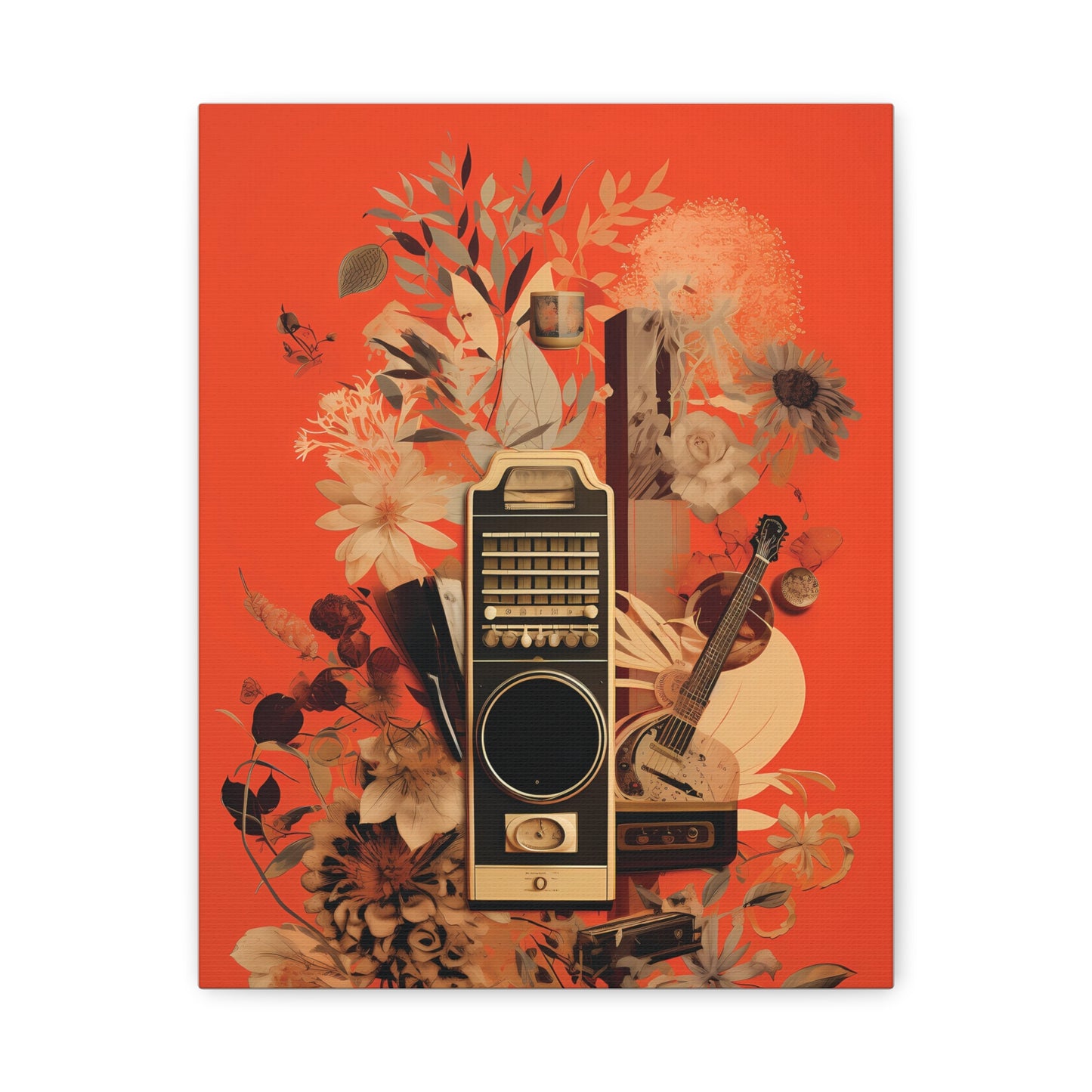 Vibrant Music-Themed Canvas Art, Floral Wall Decor