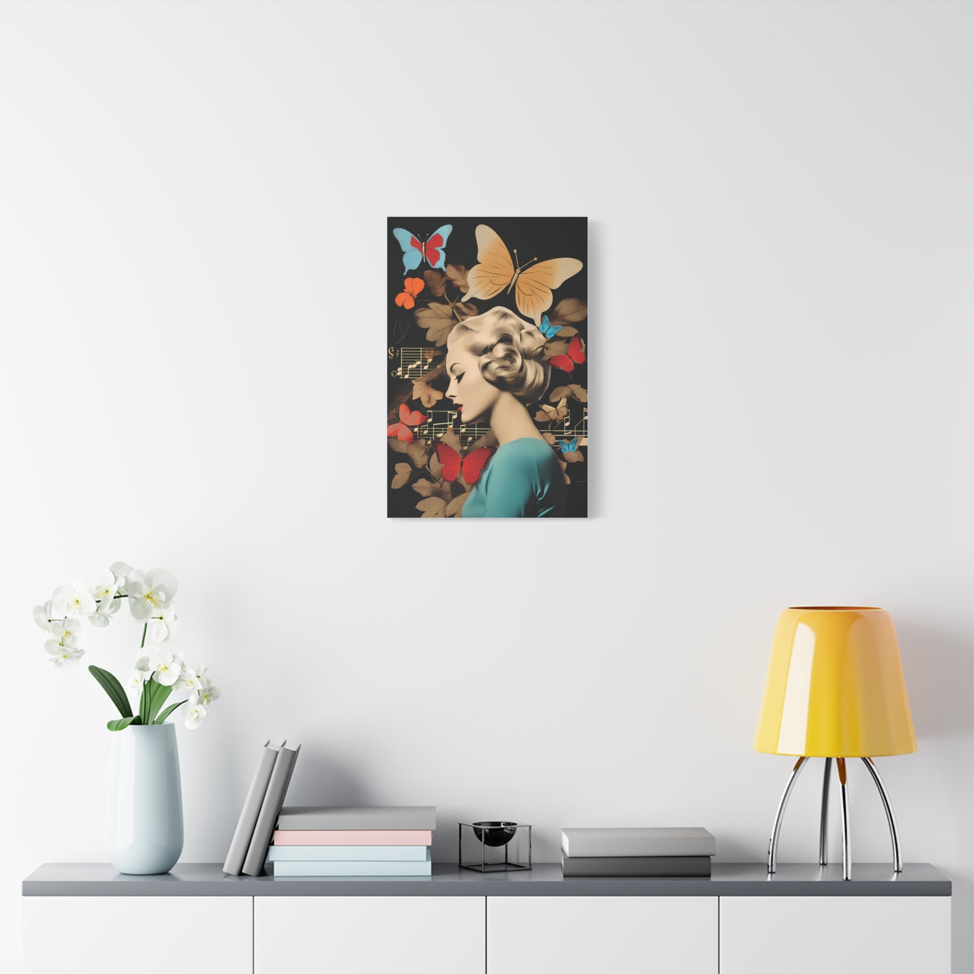 Elegant Butterfly Wall Art Canvas Print, Retro Home Decor