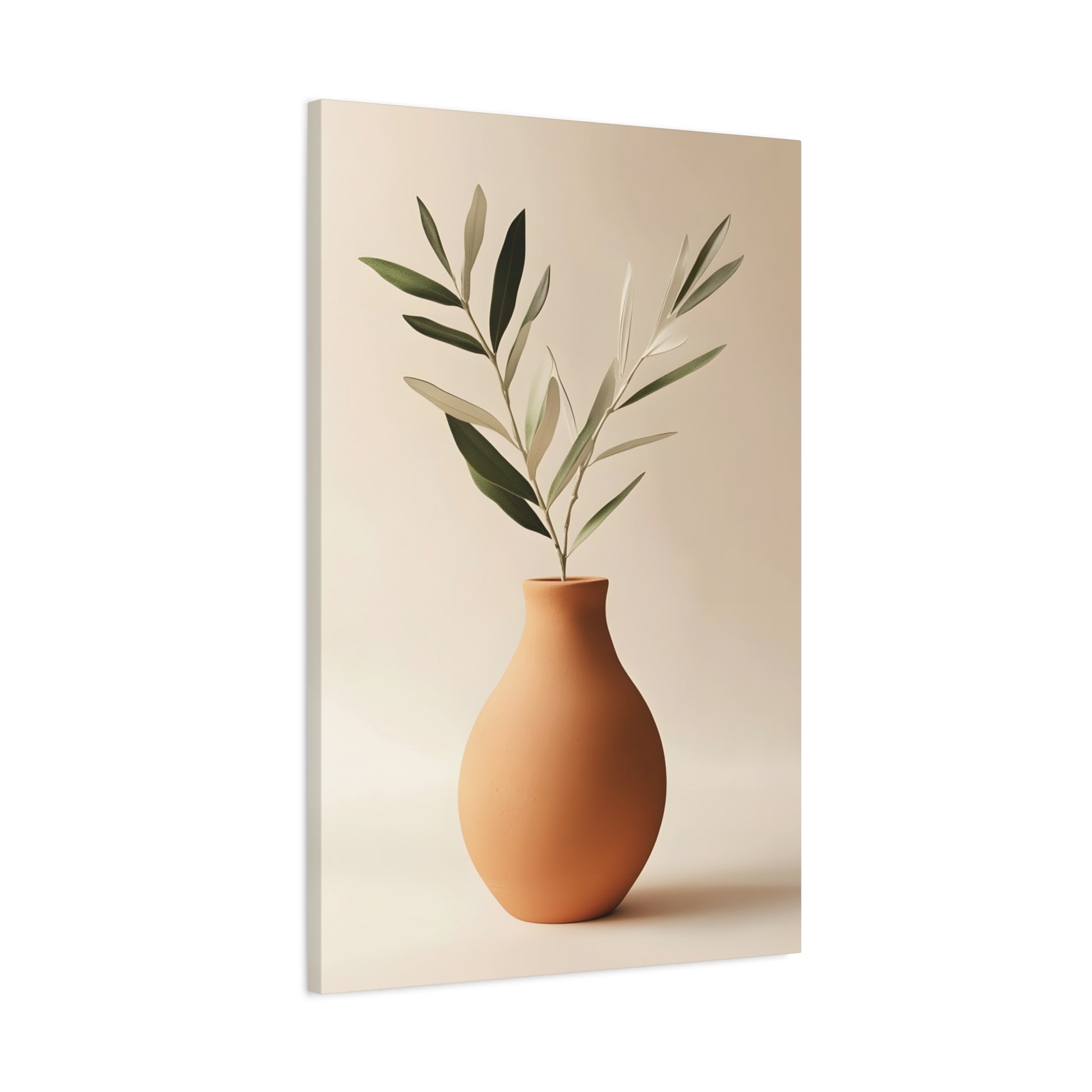 Minimal Terracotta Vase Canvas Print — Matte Stretched Wall Art