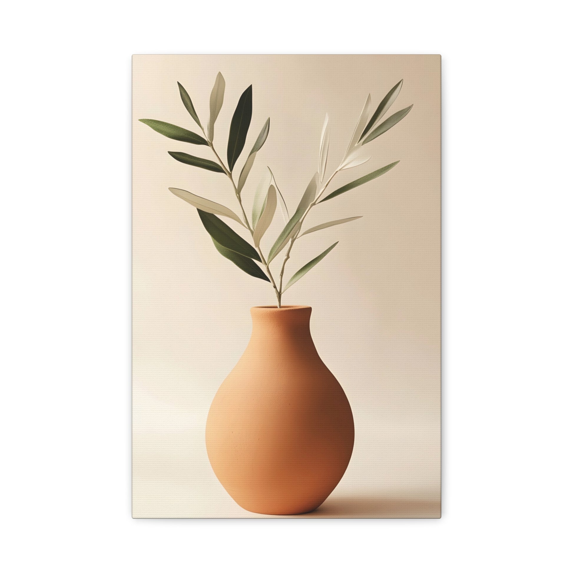 Minimal Terracotta Vase Canvas Print — Matte Stretched Wall Art
