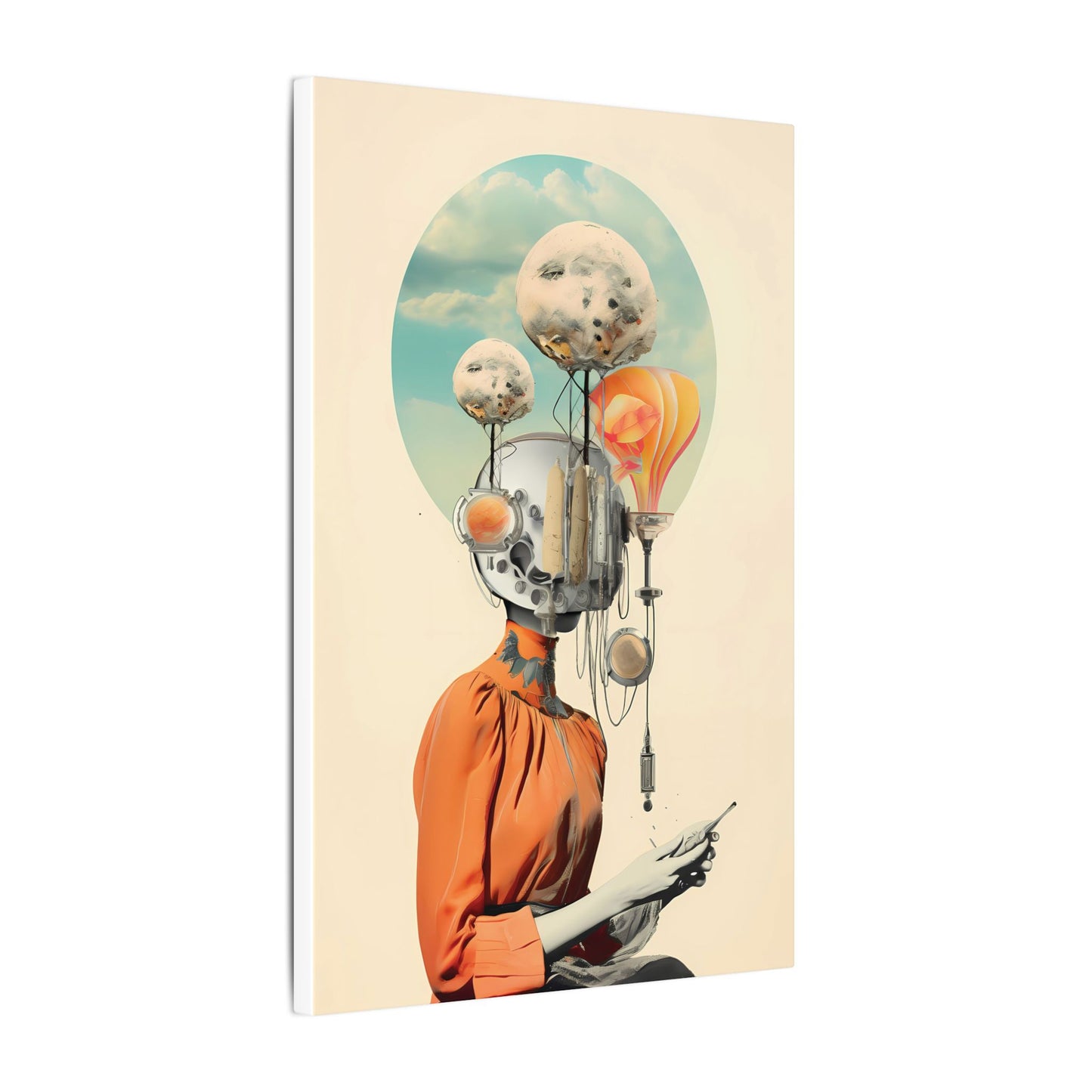 The Contemplative Automaton Canvas Art: Surreal Portrait
