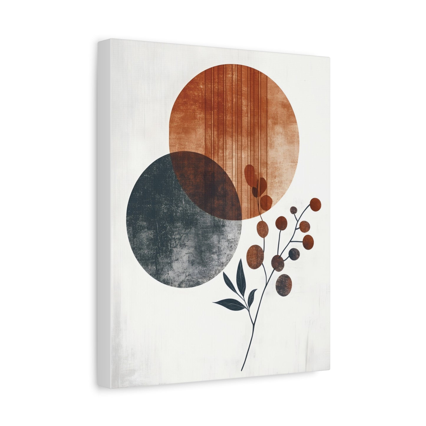 Terracotta and Charcoal Abstract Circle Print