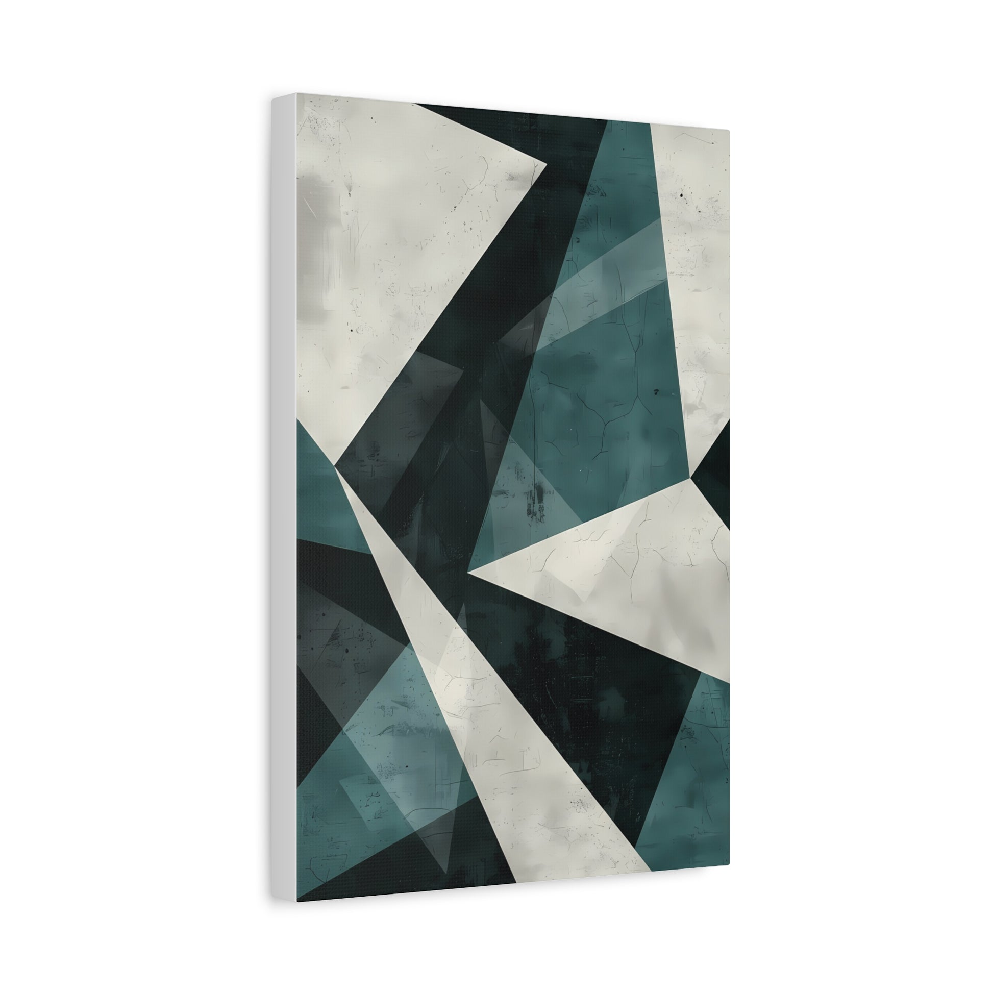Fractured Teal — Abstract Geometric Art Print