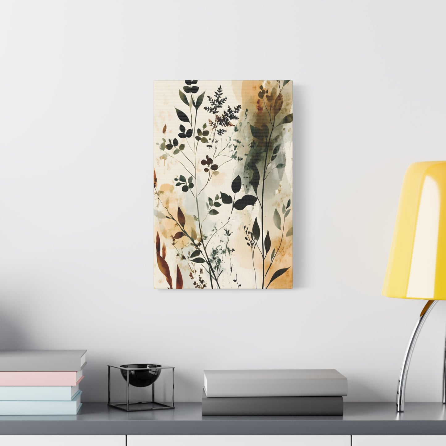 Botanical Watercolor Canvas Print — Neutral Floral Wall Art