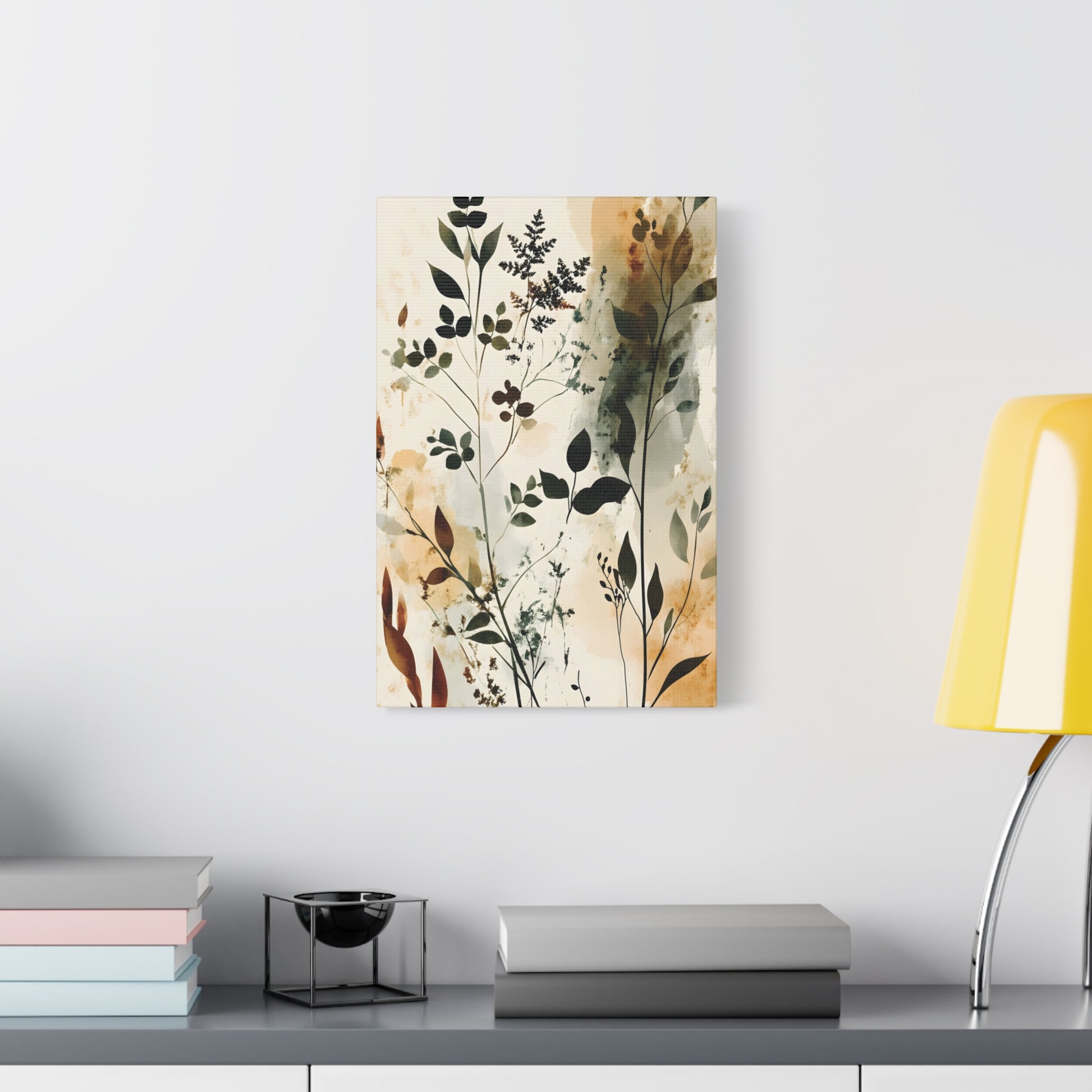 Botanical Watercolor Canvas Print — Neutral Floral Wall Art