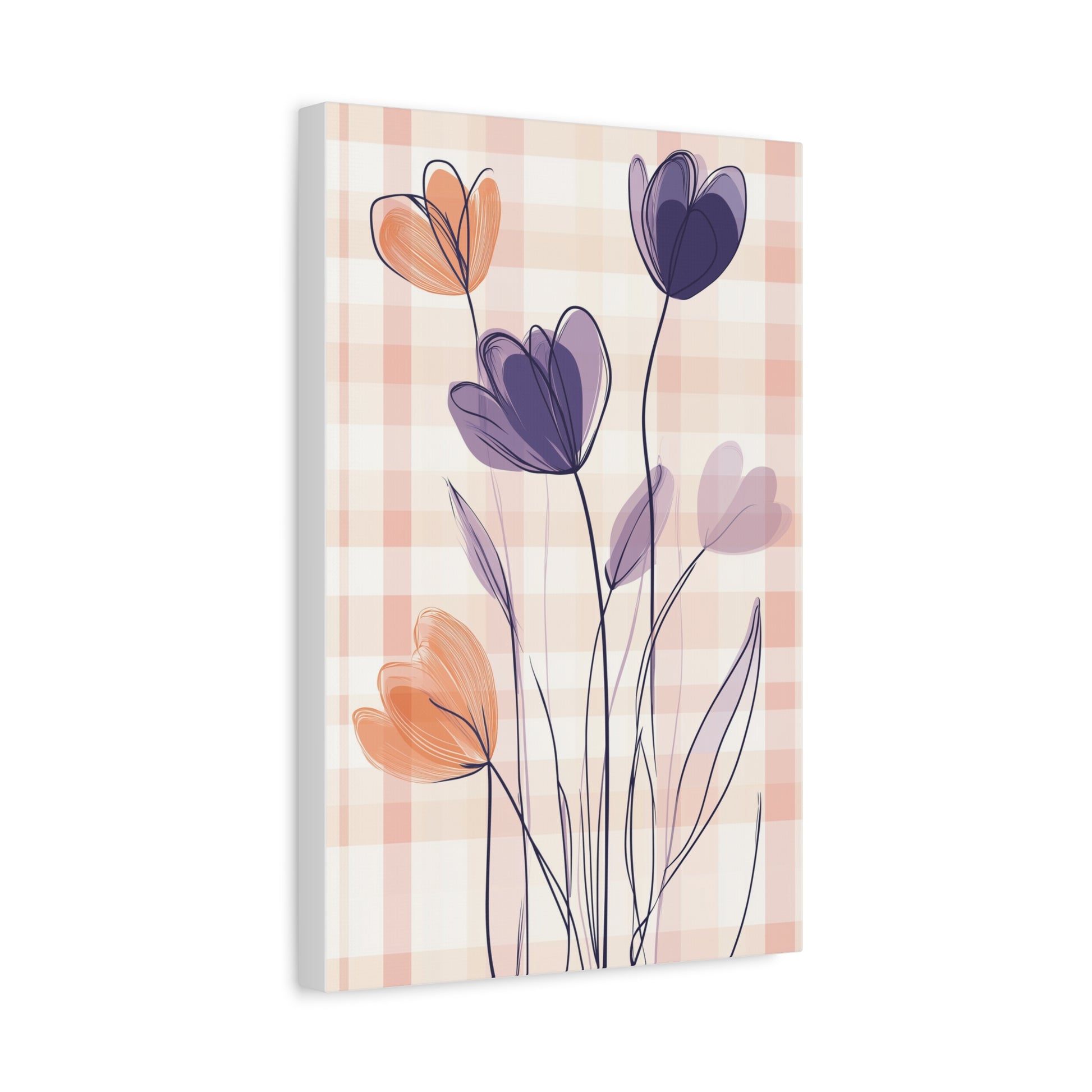 Plaid Garden — Abstract Floral Line Art Print