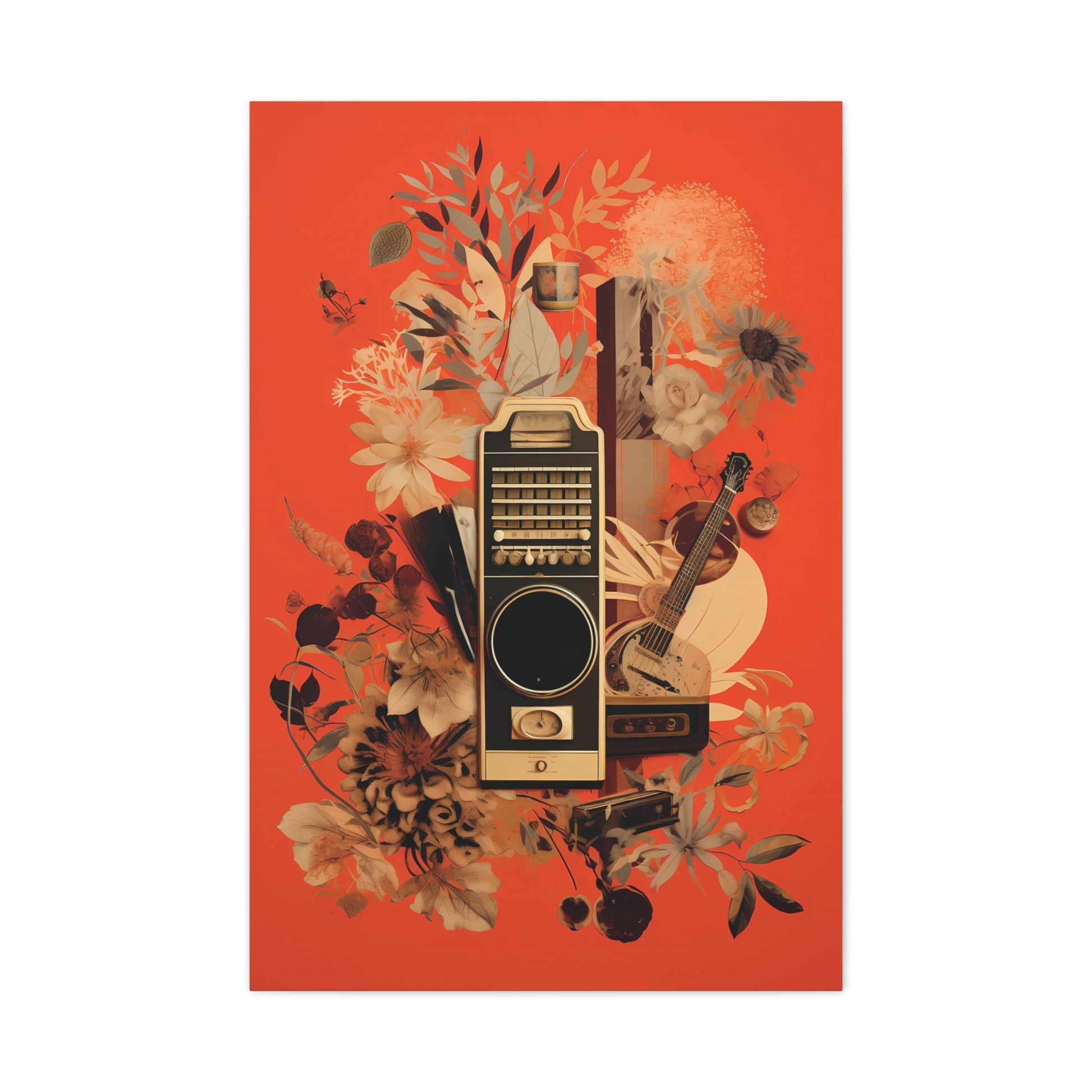 Vibrant Music-Themed Canvas Art, Floral Wall Decor