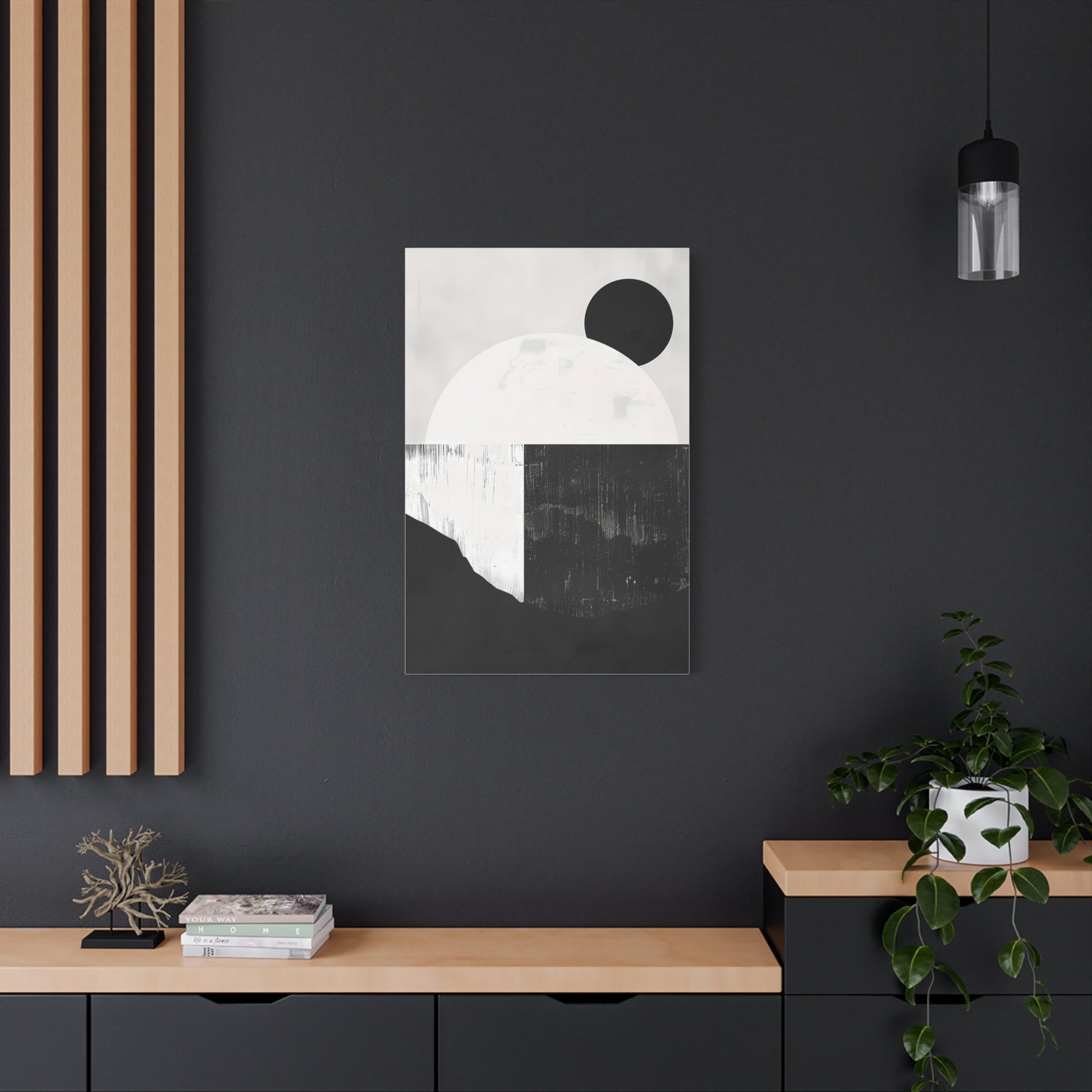 Monochrome Geometric Landscape Canvas