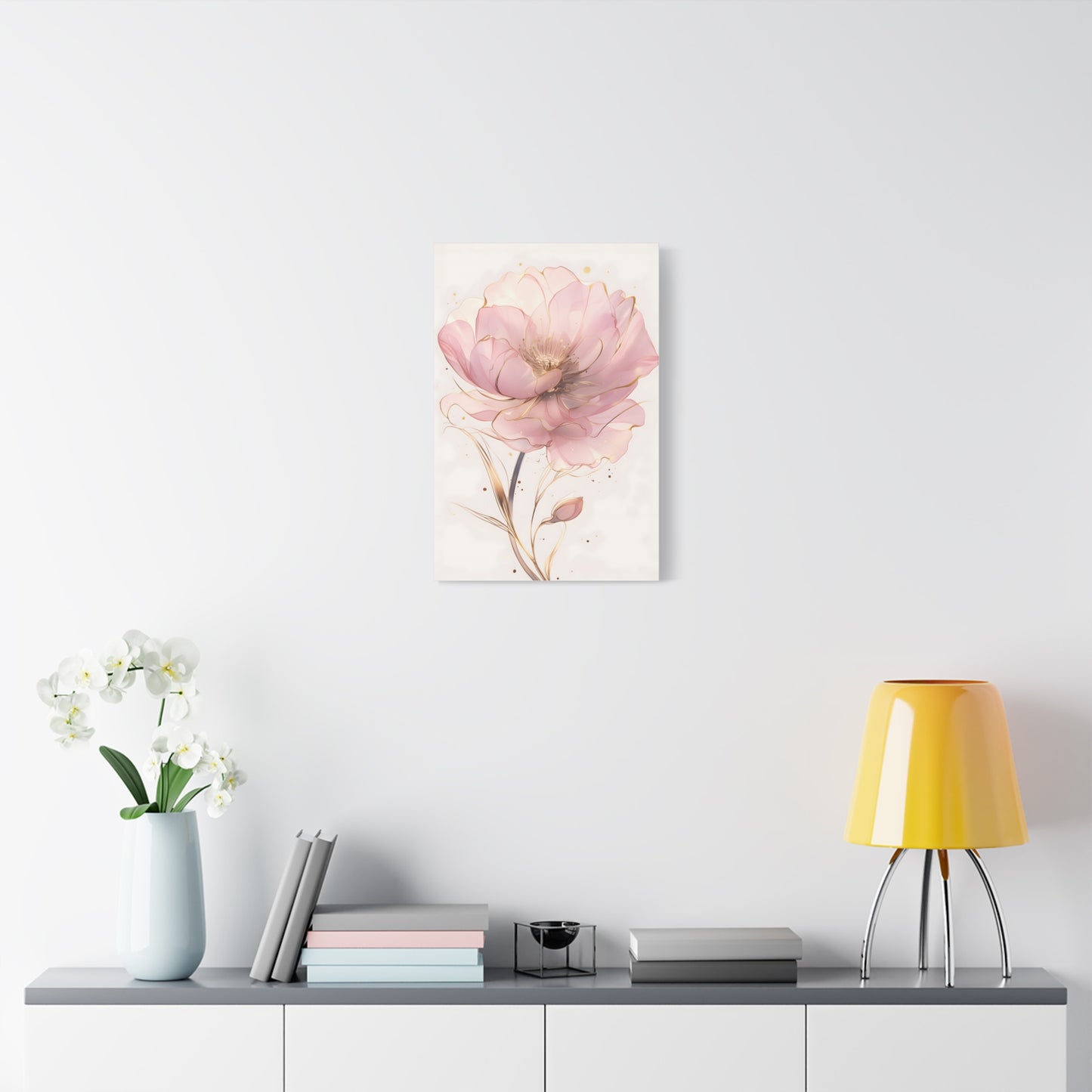 Romantic Blush Pink Floral Artwork Elegant Wall Decor for Home
