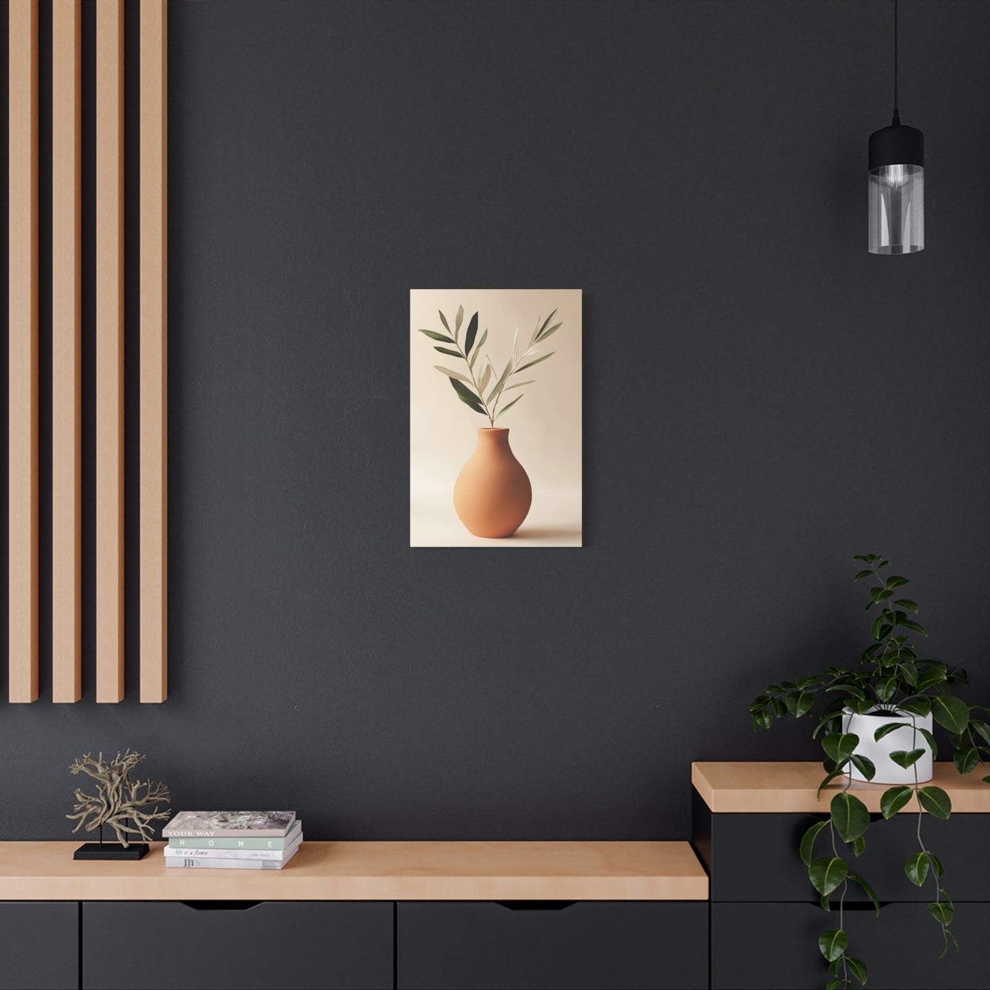 Minimal Terracotta Vase Canvas Print — Matte Stretched Wall Art