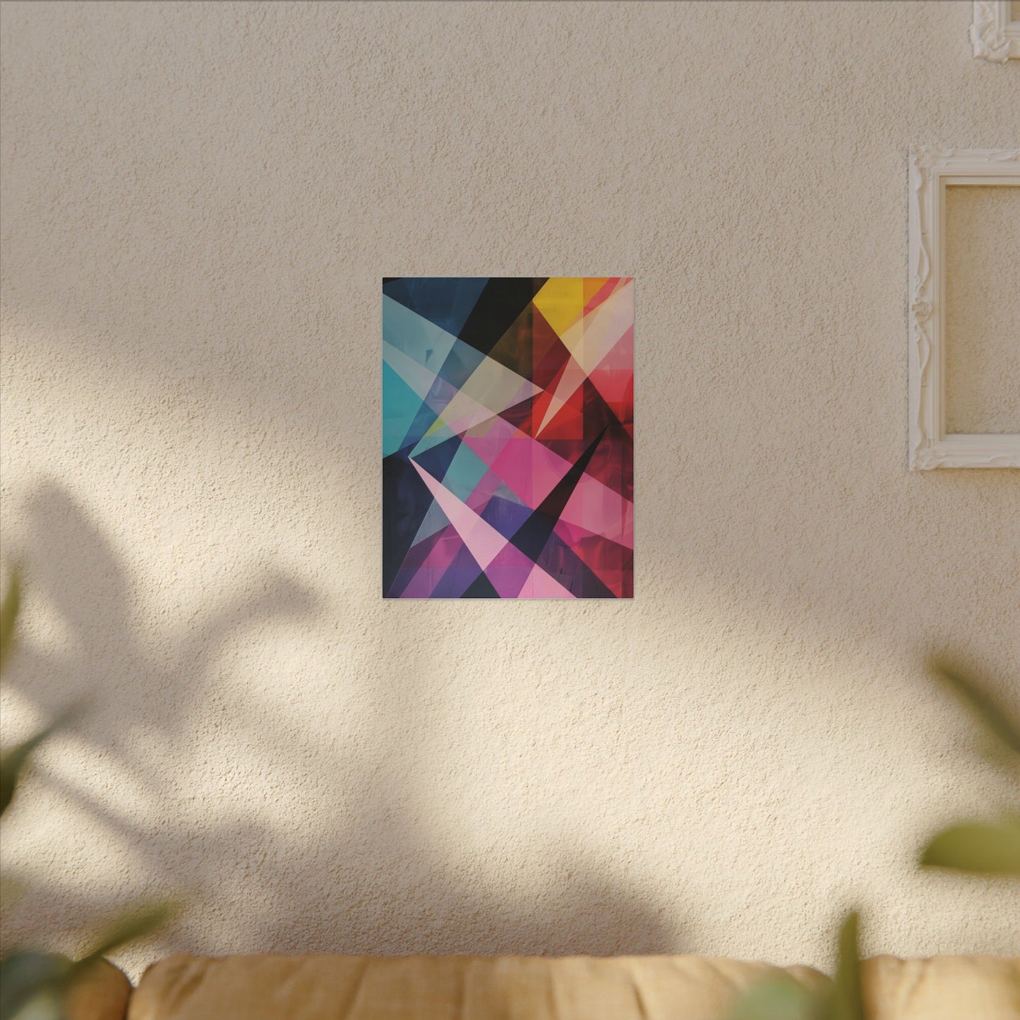 Prismatic Fusion Abstract Canvas Art: Geometric Color Burst