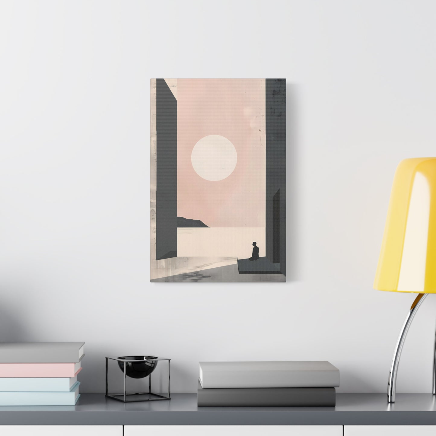 Serene Sunset Minimalist Canvas Art — Meditation Seascape Matte Stretched Print