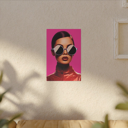 Fashionable Wall Art Canvas - Bold Pink Portrait with Sunglasses