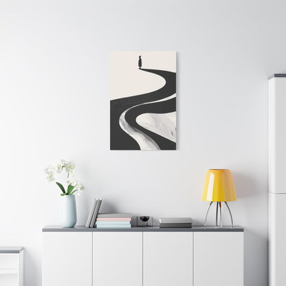 Minimalist Canvas Wall Art — Lone Figure on Winding Path Matte Stretched Canvas