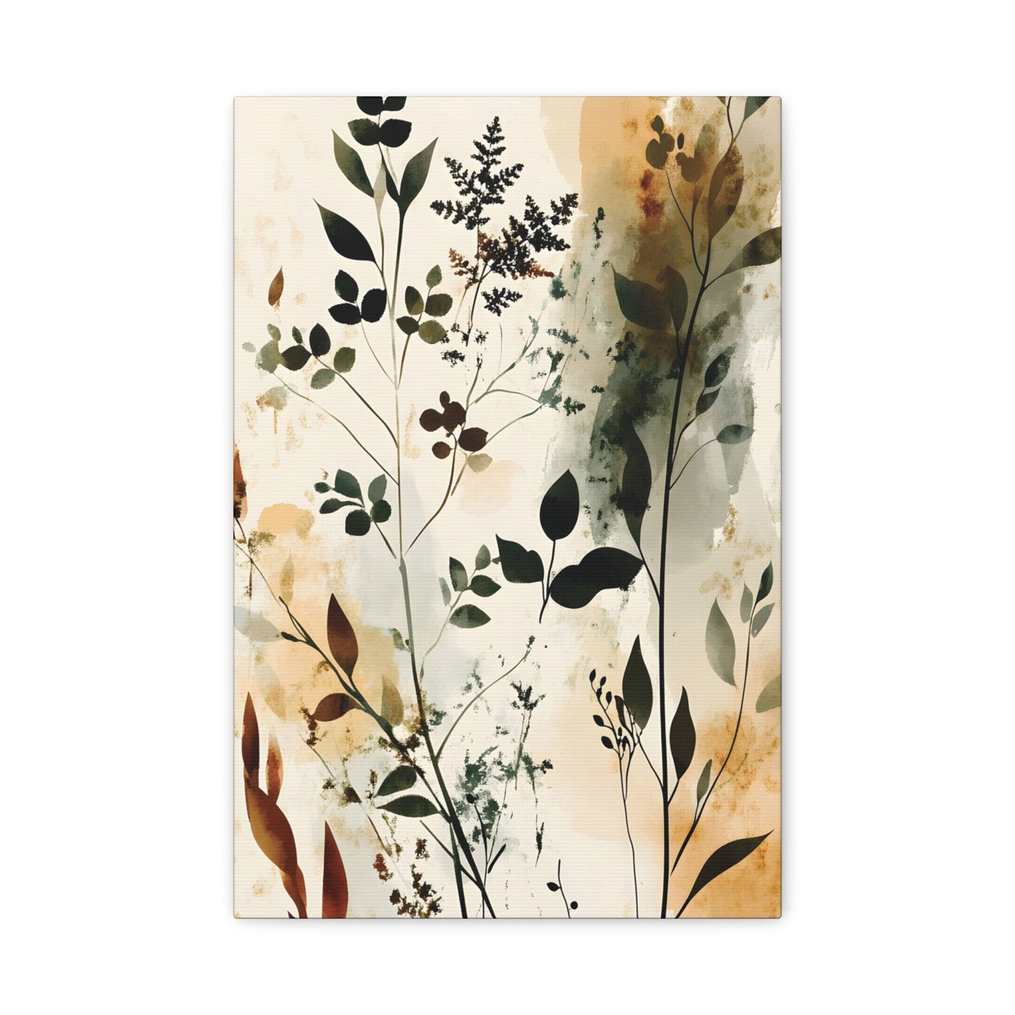 Botanical Watercolor Canvas Print — Neutral Floral Wall Art