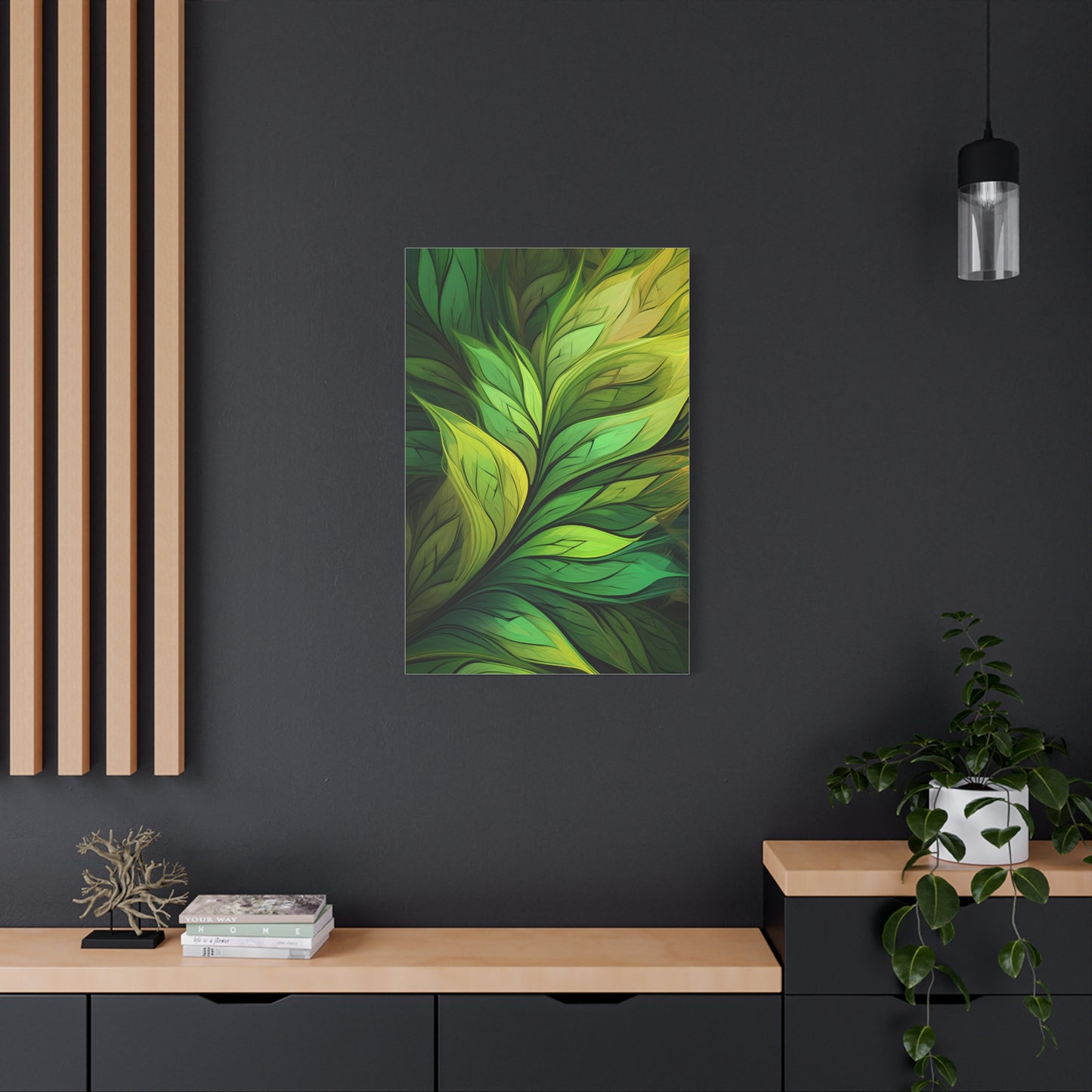 Leafy Green Matte Canvas Art Print, Nature Wall Decor